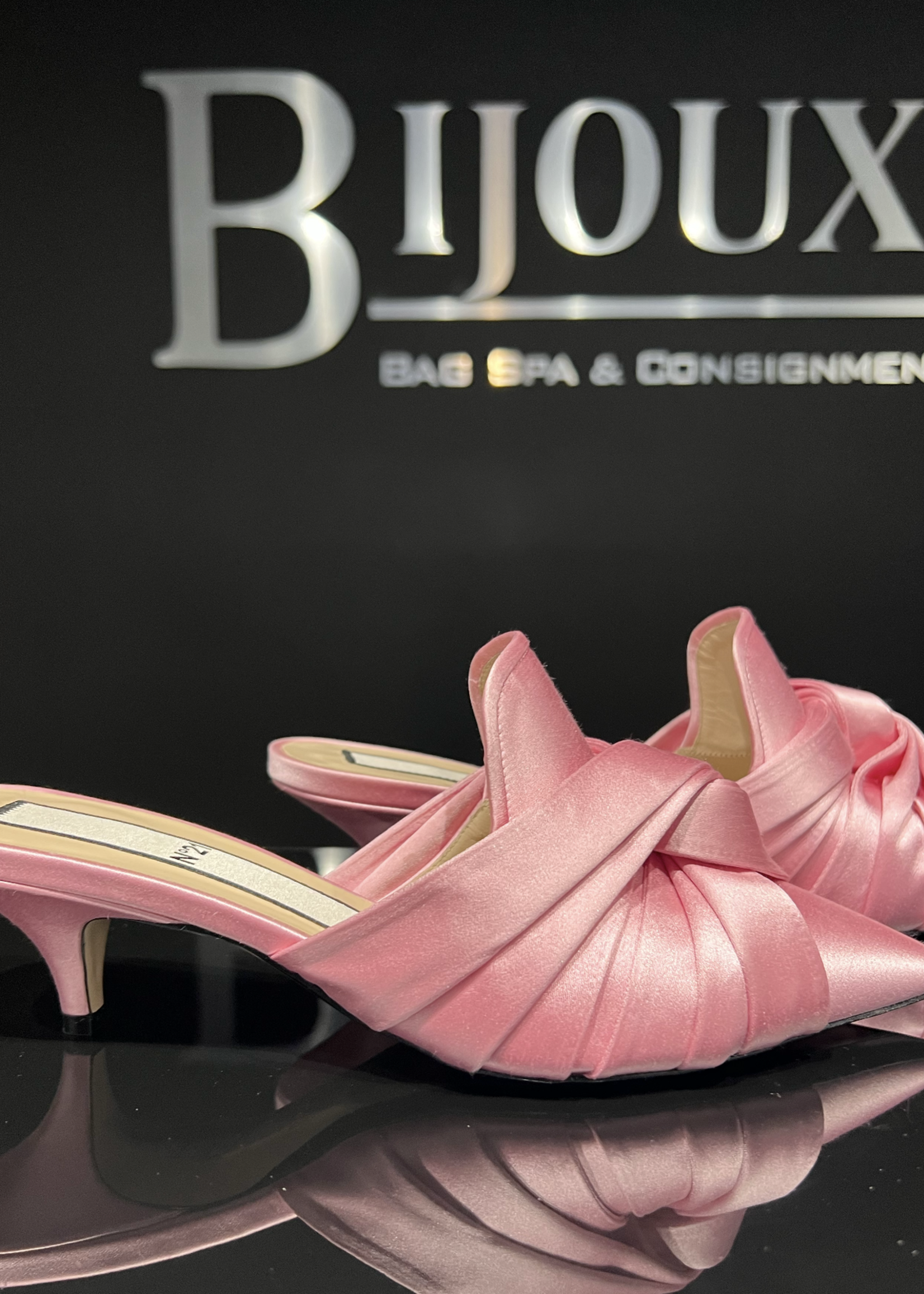 N21 Pink Knot Satin Mules- 39