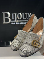 Gucci SOLD - Gucci Metallic Foil Marmont Loafers- 38