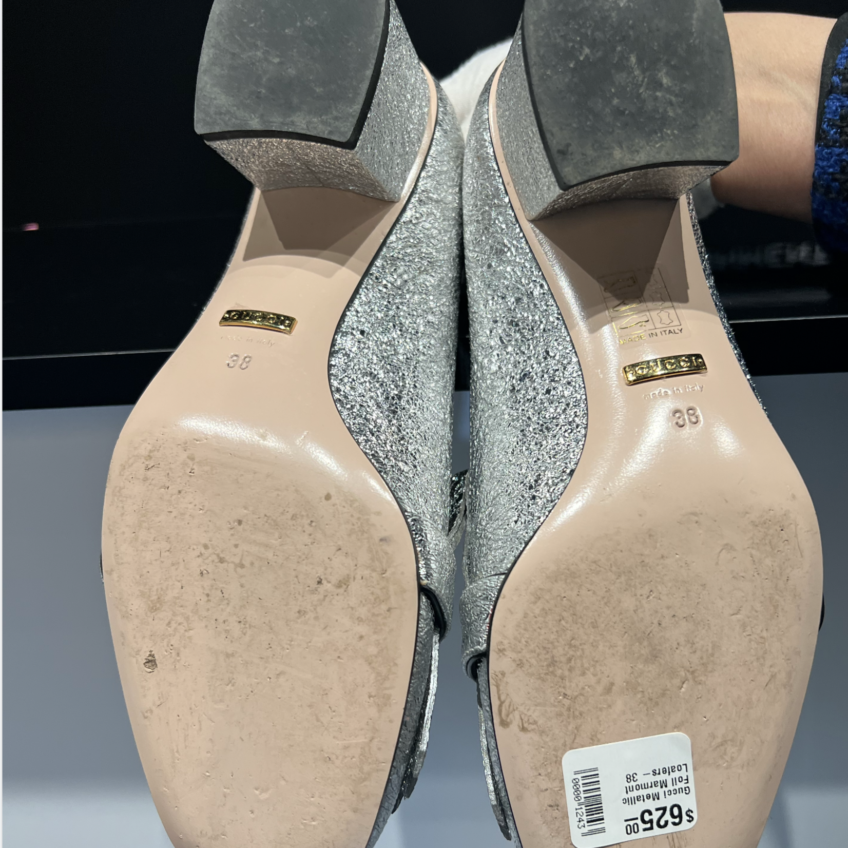 Gucci SOLD - Gucci Metallic Foil Marmont Loafers- 38