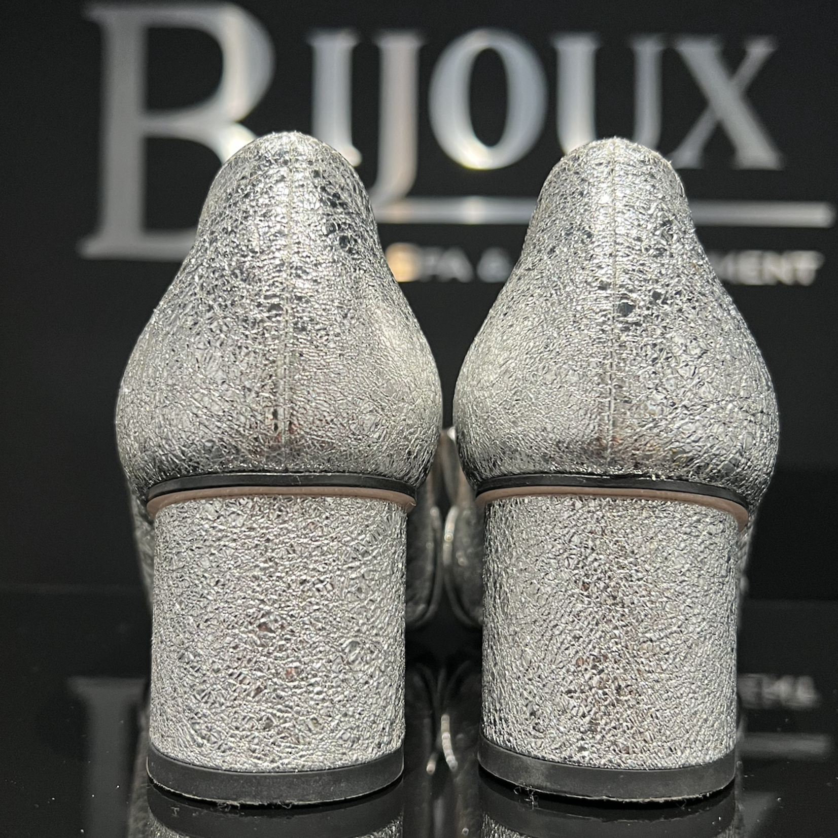 Gucci SOLD - Gucci Metallic Foil Marmont Loafers- 38