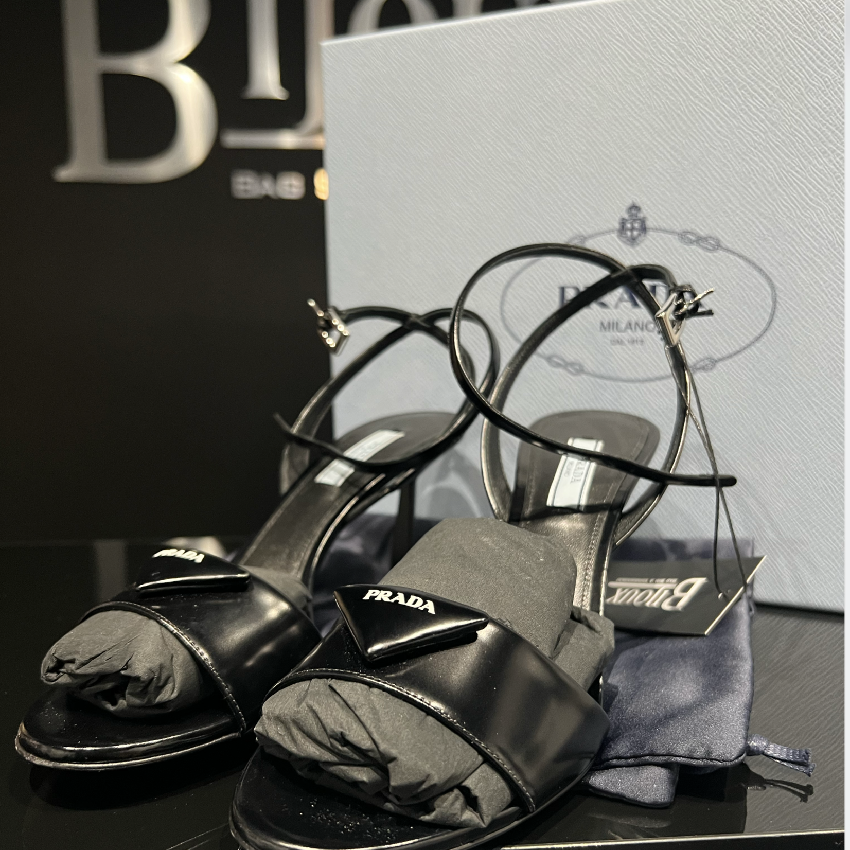 Prada SOLD - Prada Brushed Leather Sandals - Size 37.5