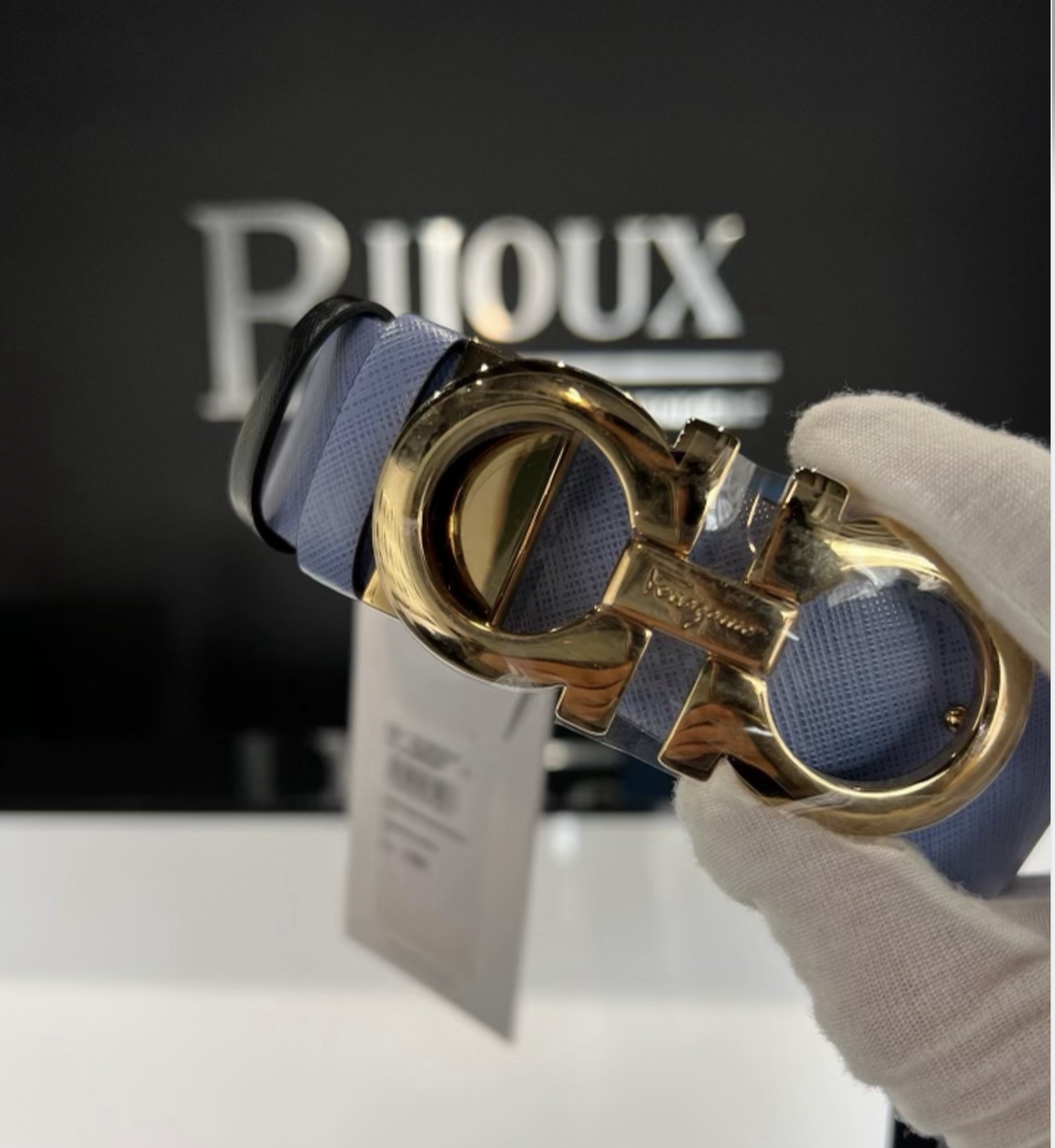 Salvatore Ferragamo Reversible Blue/Black 100 Belt - Bijoux Bag