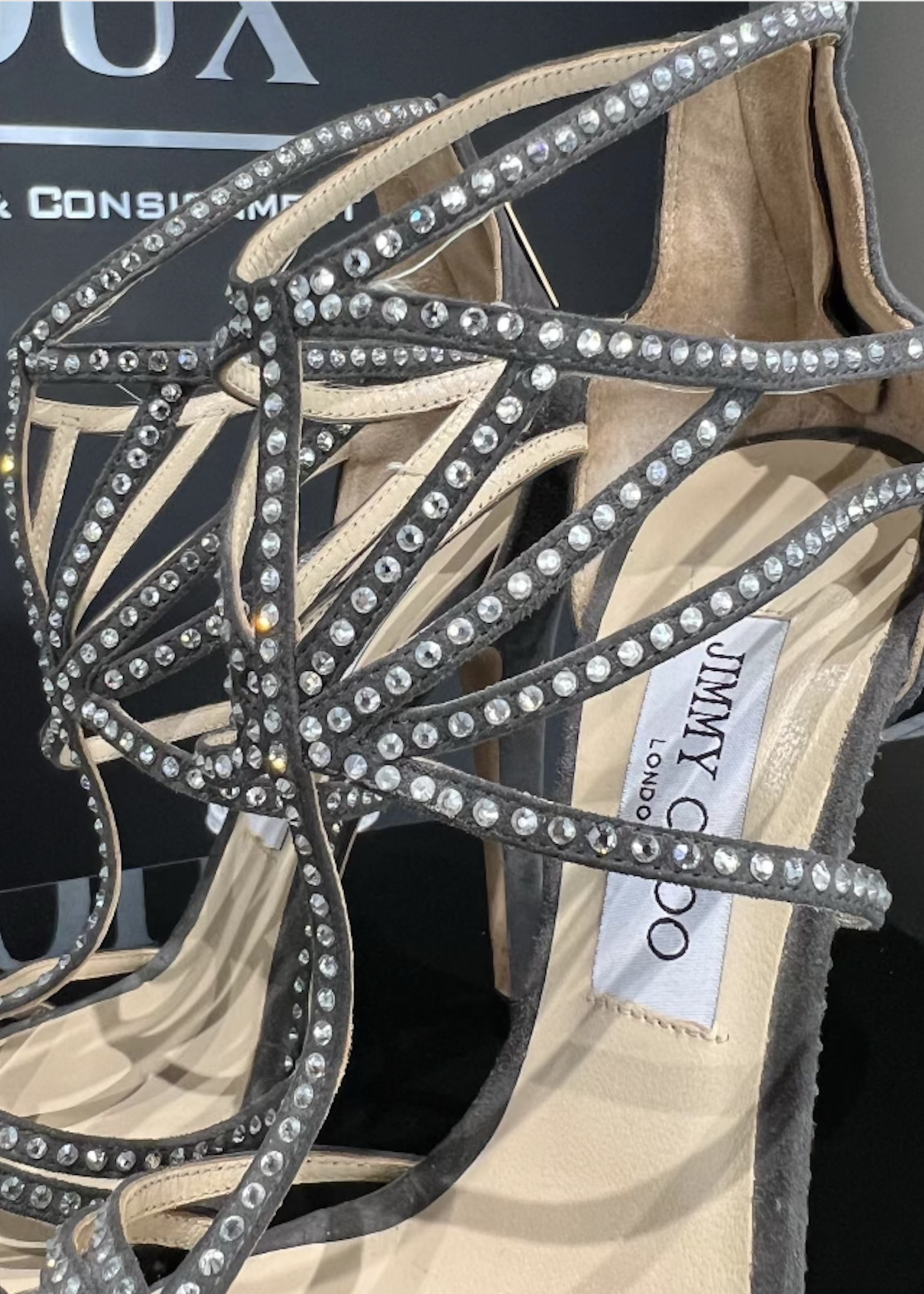 Jimmy Choo Jimmy Choo Grey Suede Vendetta Crystal Heels - 36