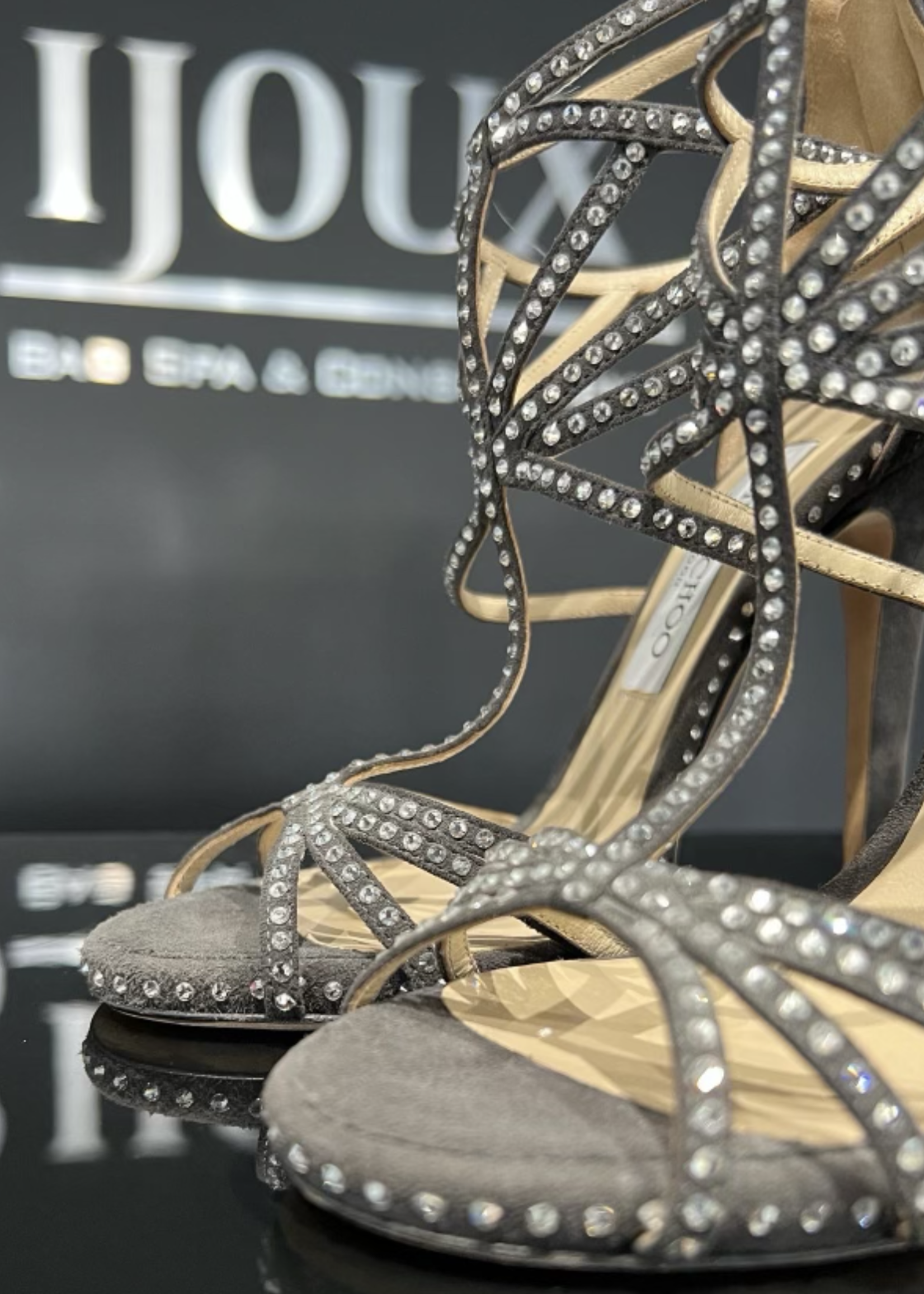 Jimmy Choo Jimmy Choo Grey Suede Vendetta Crystal Heels - 36