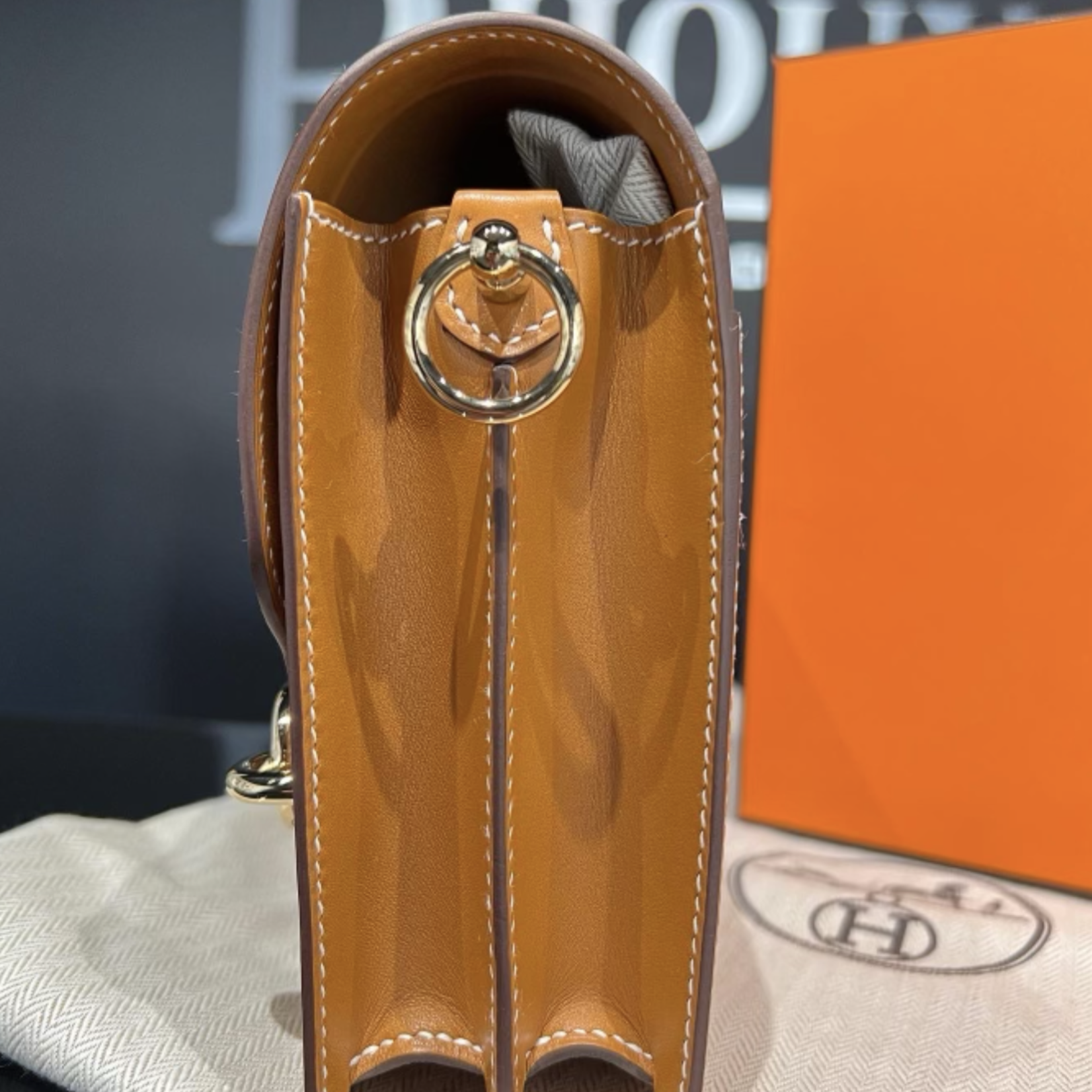 Hermes SOLD - Hermes Roulis Mini Gold In Swift Leather GHW