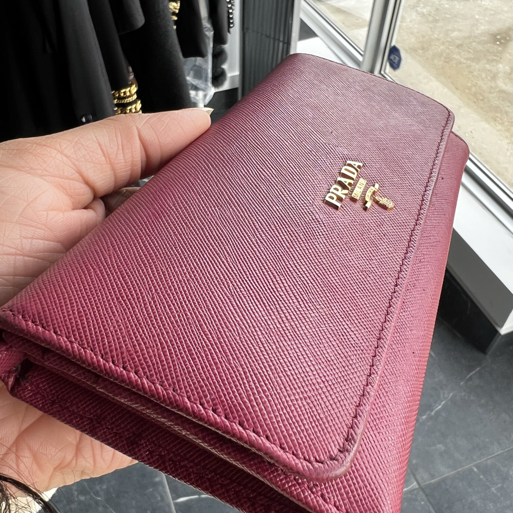 Prada Large Saffiano Zip-Around Wallet Pink