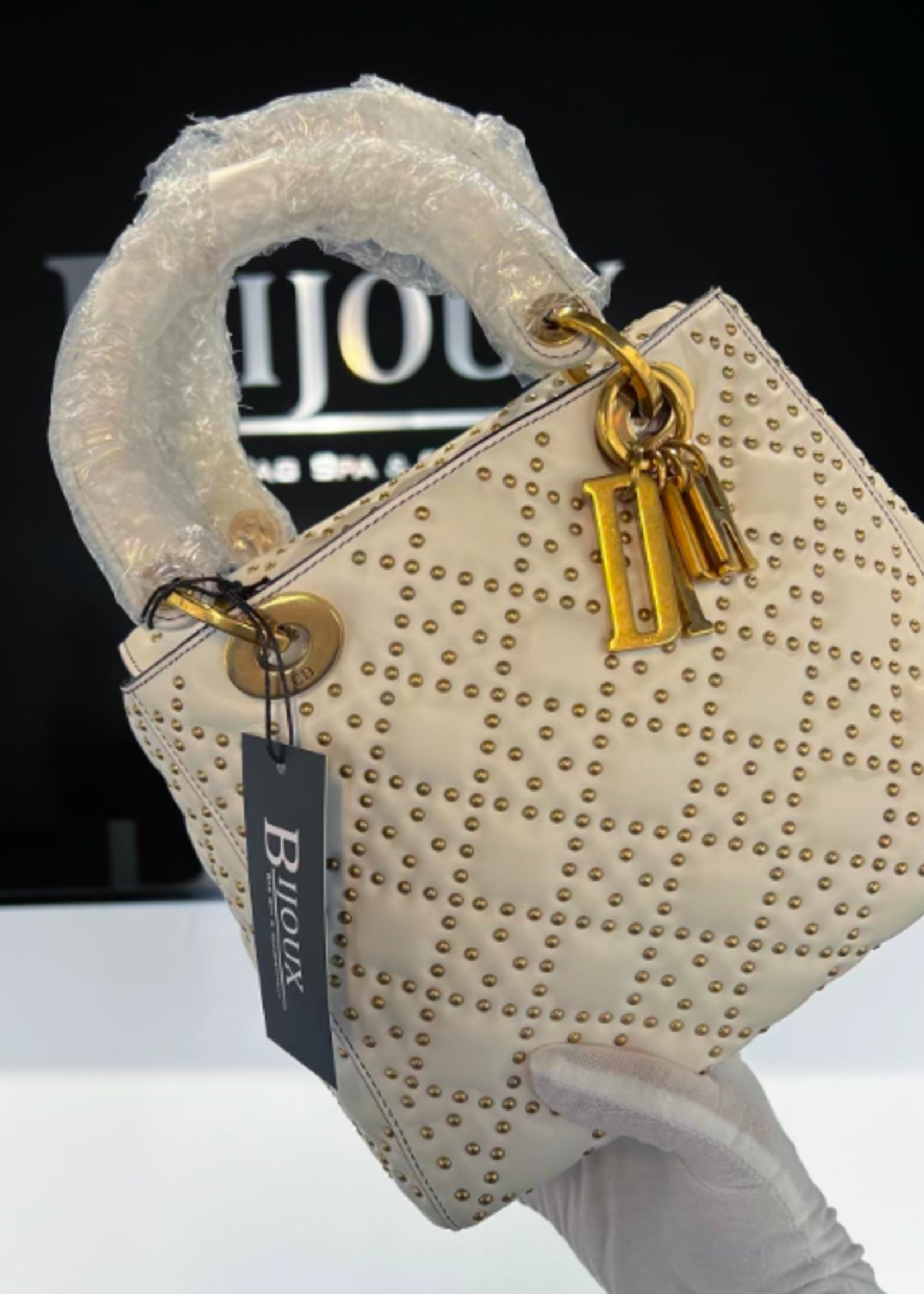 Christian Dior SOLD - Christian Dior Medium Supple Studded Lady- White