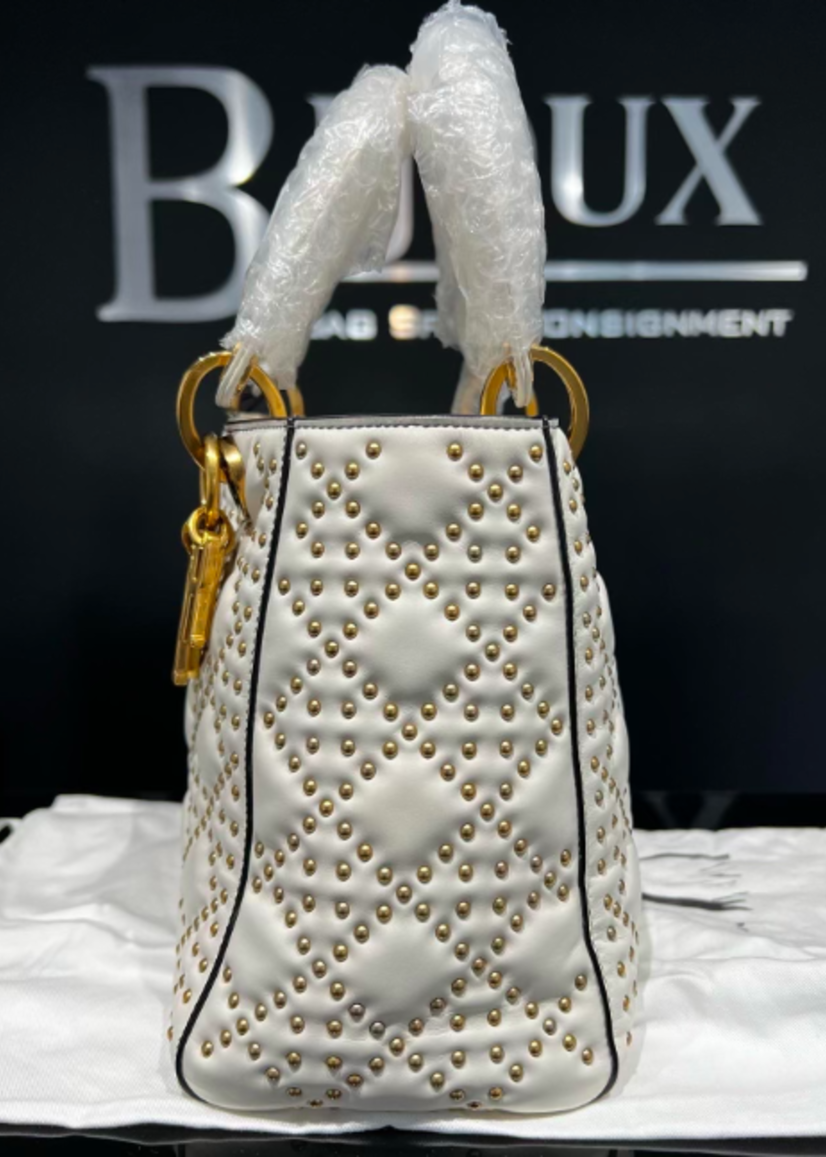 Christian Dior SOLD - Christian Dior Medium Supple Studded Lady- White