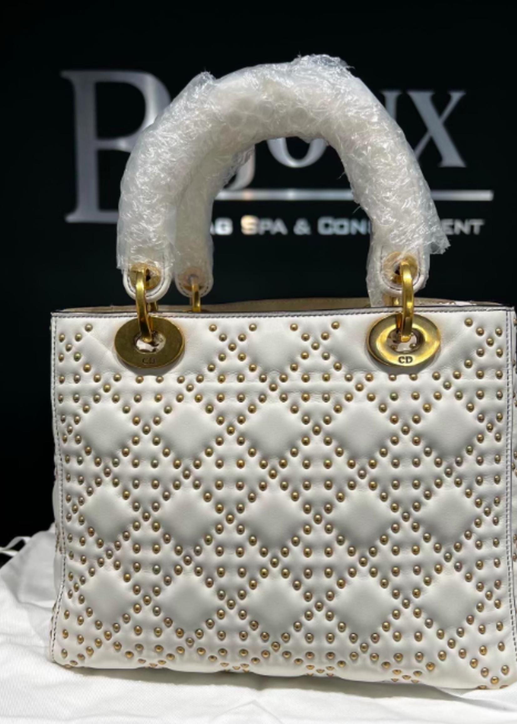 Christian Dior SOLD - Christian Dior Medium Supple Studded Lady- White