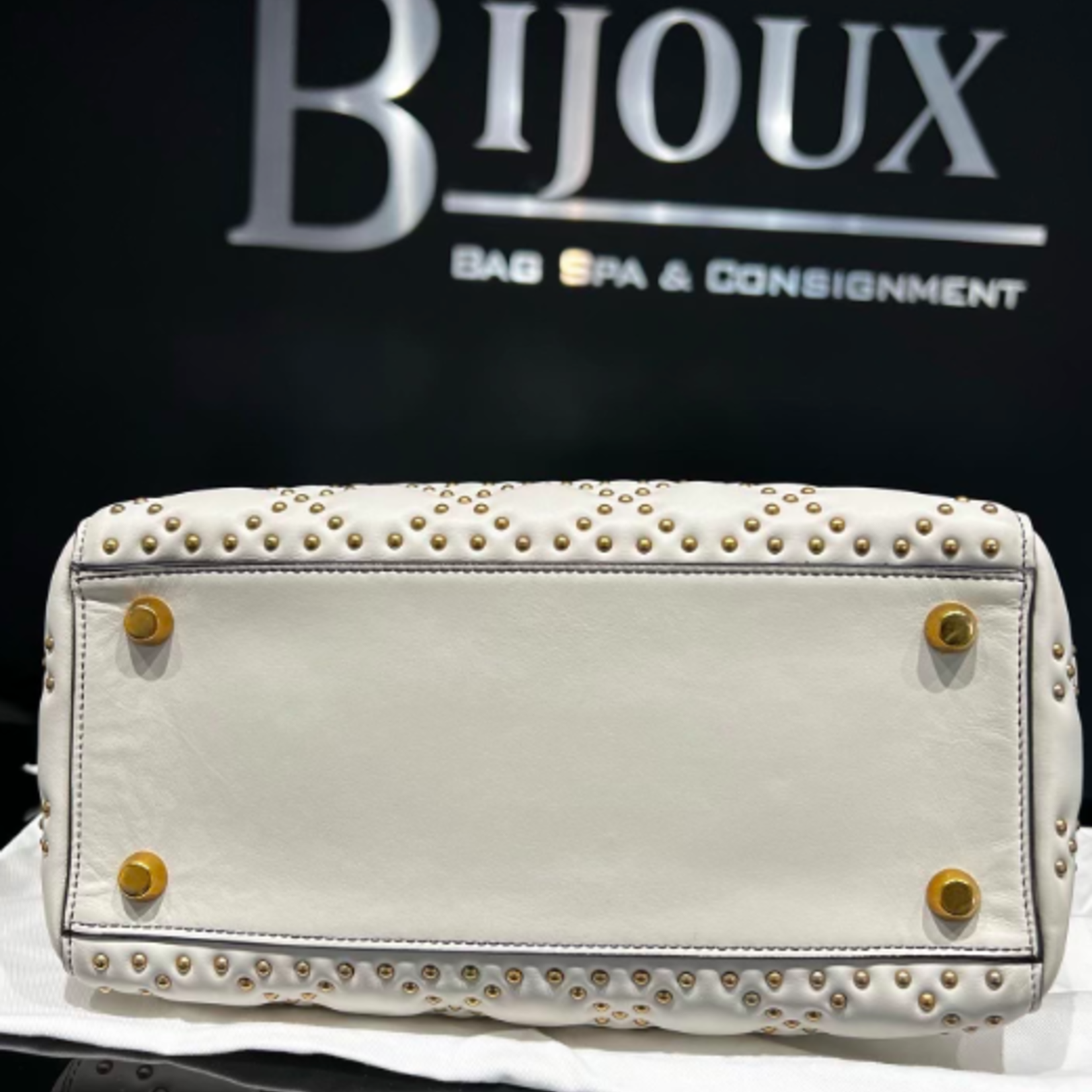 Christian Dior SOLD - Christian Dior Medium Supple Studded Lady- White