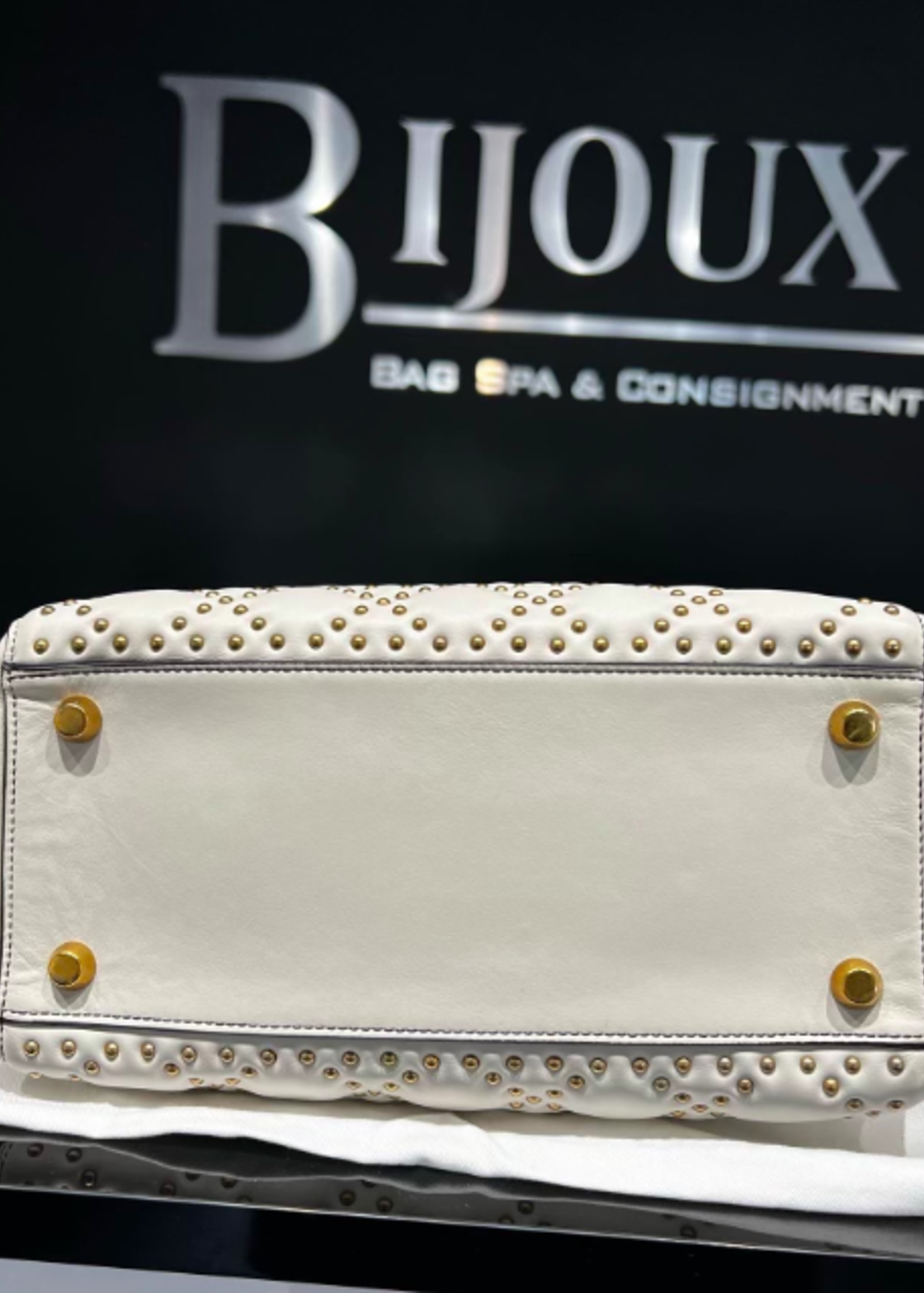 Christian Dior SOLD - Christian Dior Medium Supple Studded Lady- White