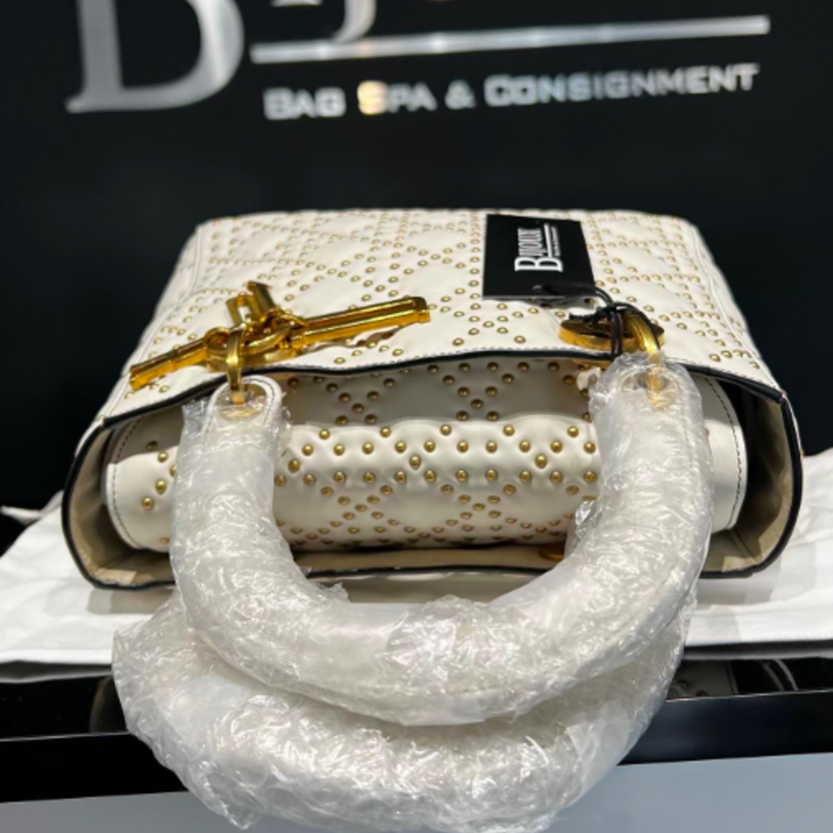 Christian Dior SOLD - Christian Dior Medium Supple Studded Lady- White