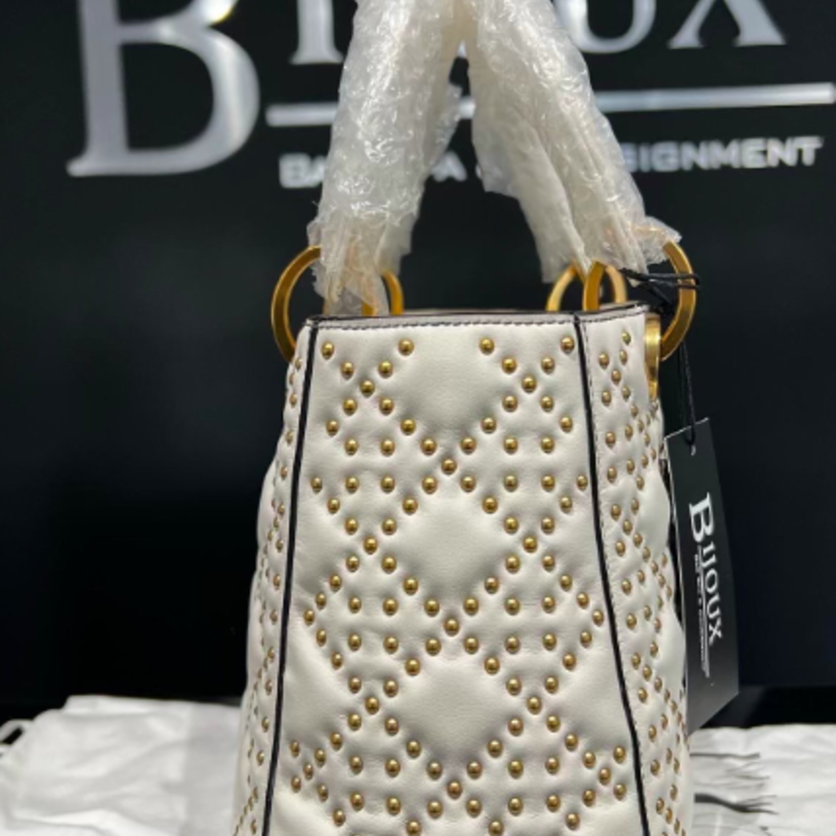 Christian Dior SOLD - Christian Dior Medium Supple Studded Lady- White