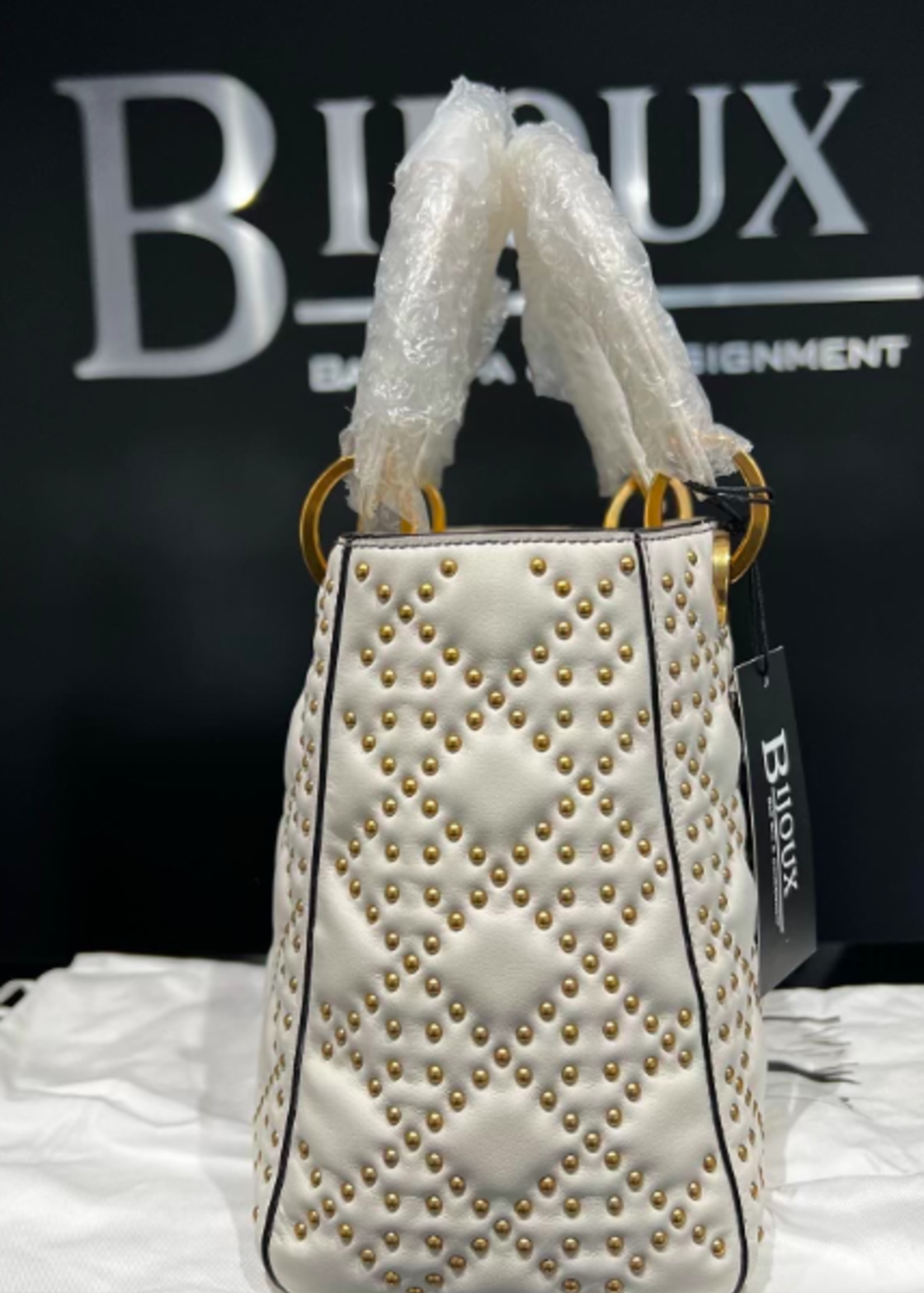 Christian Dior SOLD - Christian Dior Medium Supple Studded Lady- White