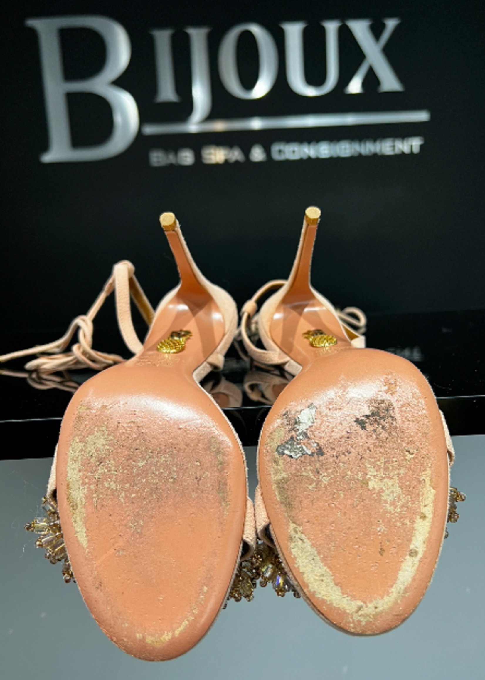 Aquazzura SOLD - Aquazzura Suede Monoaco Heels- 38