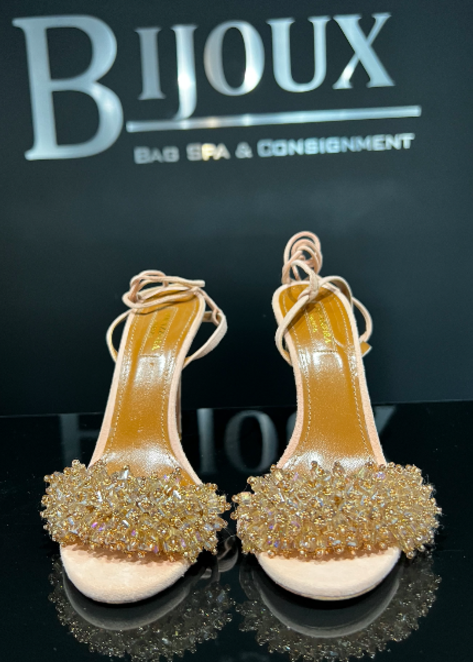 Aquazzura SOLD - Aquazzura Suede Monoaco Heels- 38