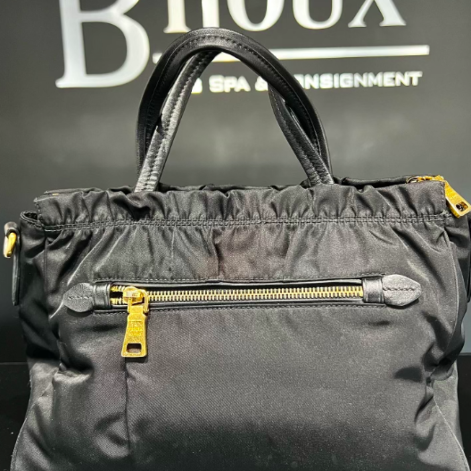 Prada Prada Nylon Shoulder Bag- Black