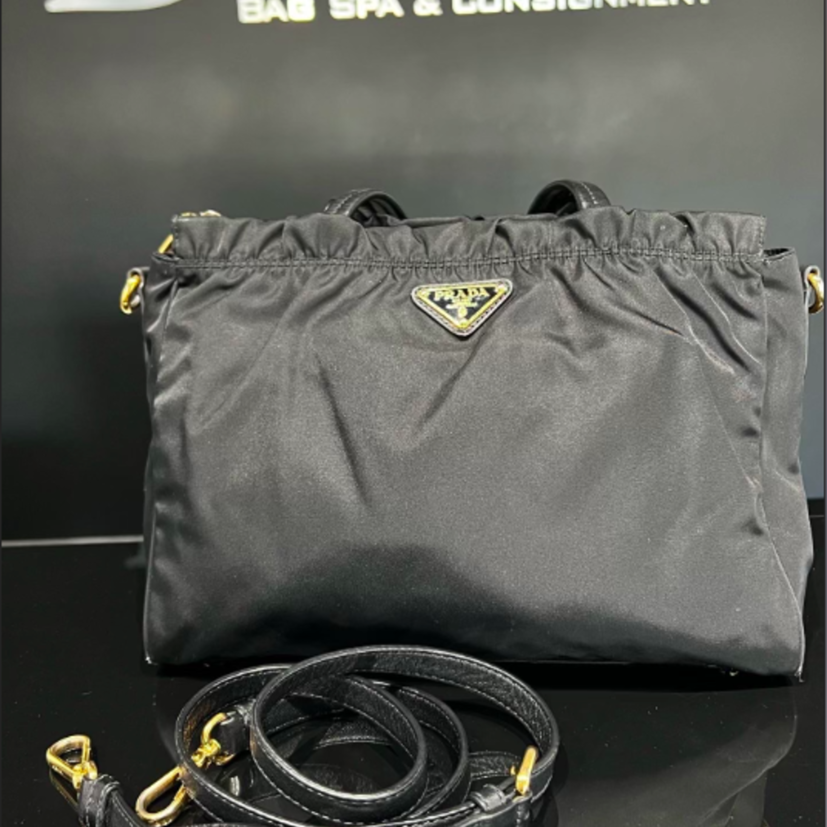 Prada Prada Nylon Shoulder Bag- Black