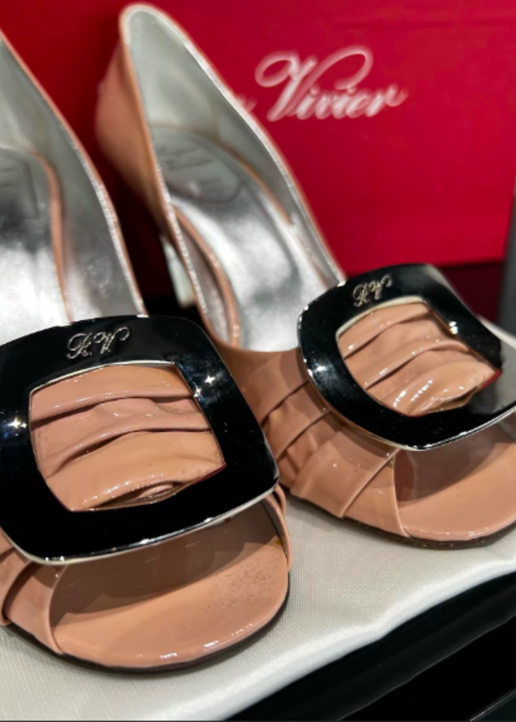 Roger Vivier Roger Vivier Patent Open Toe Pumps- 36.5