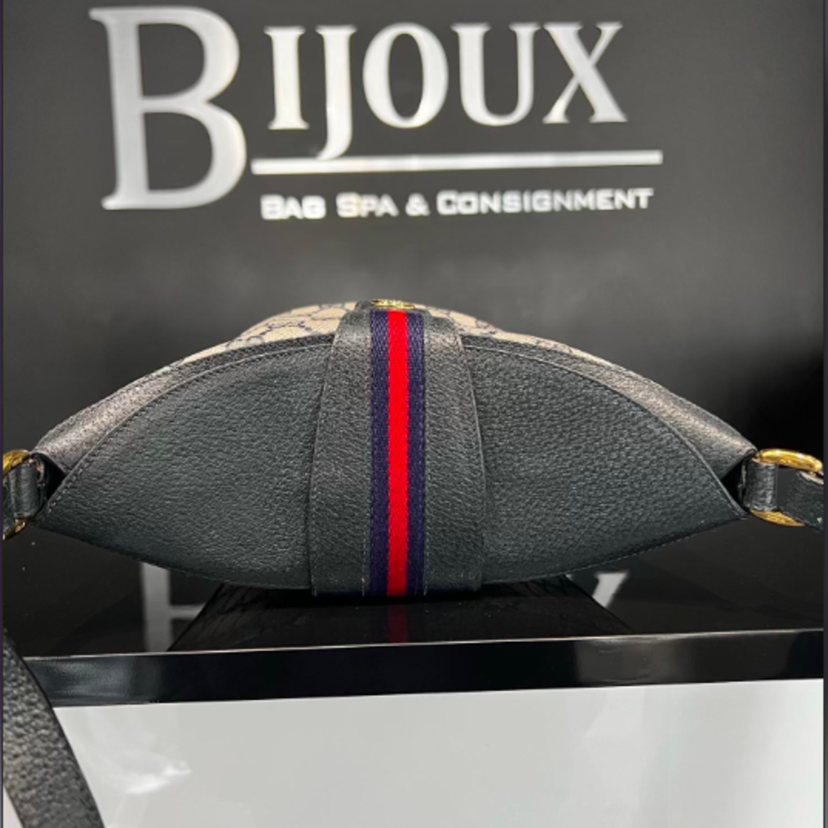 Gucci SOLD - Gucci Ophidia Blue Monogram Bucket/Crossbody