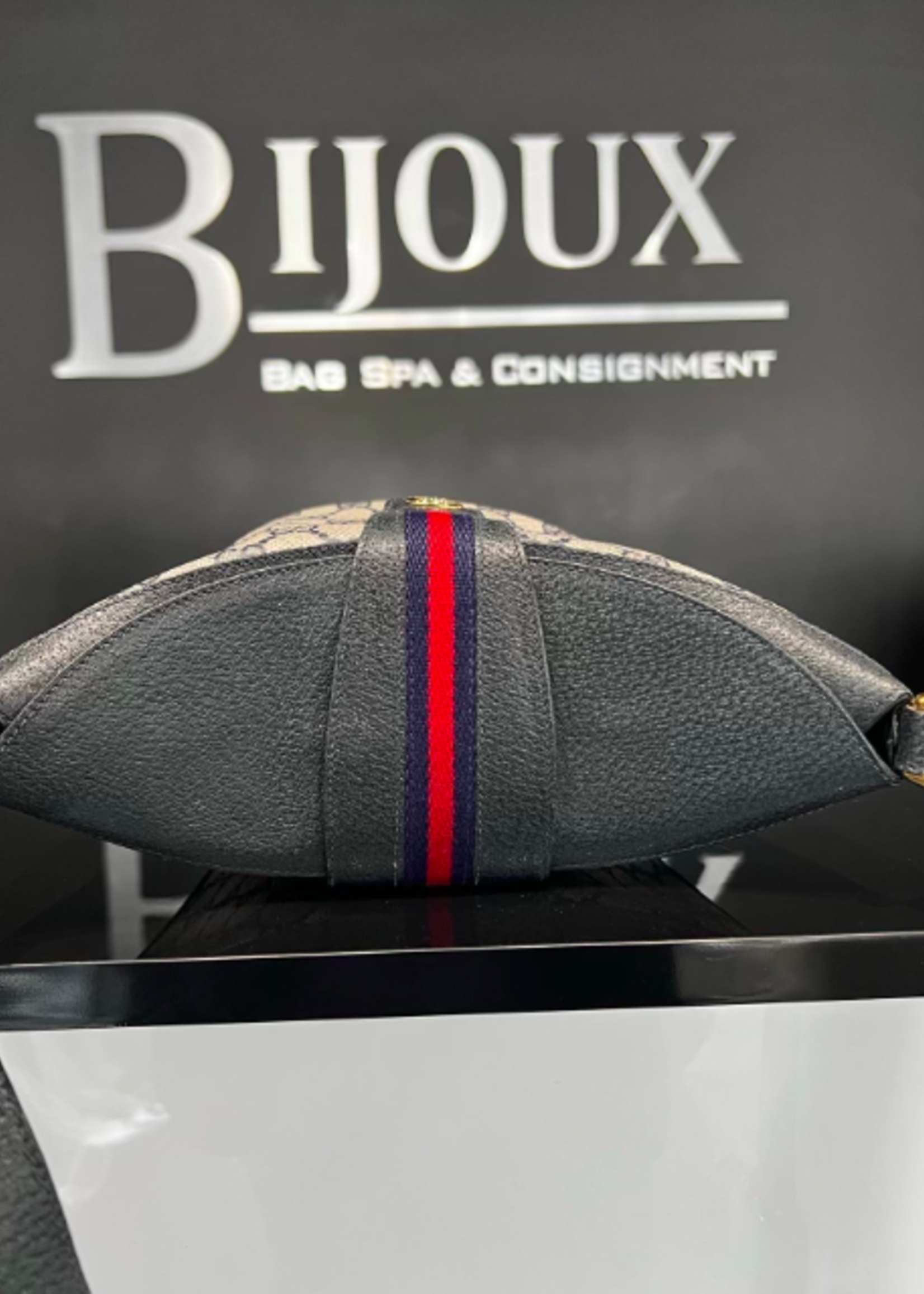 Gucci SOLD - Gucci Ophidia Blue Monogram Bucket/Crossbody