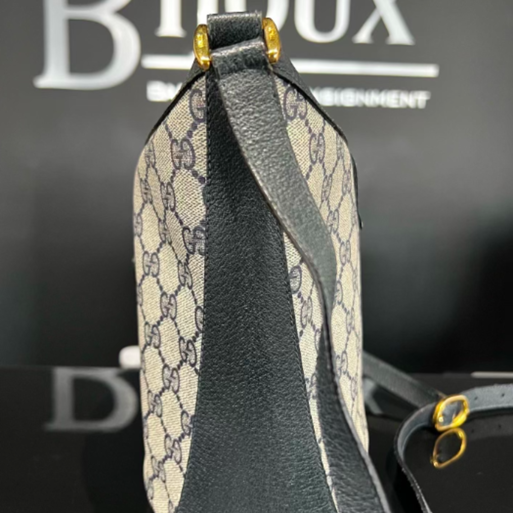 Gucci SOLD - Gucci Ophidia Blue Monogram Bucket/Crossbody