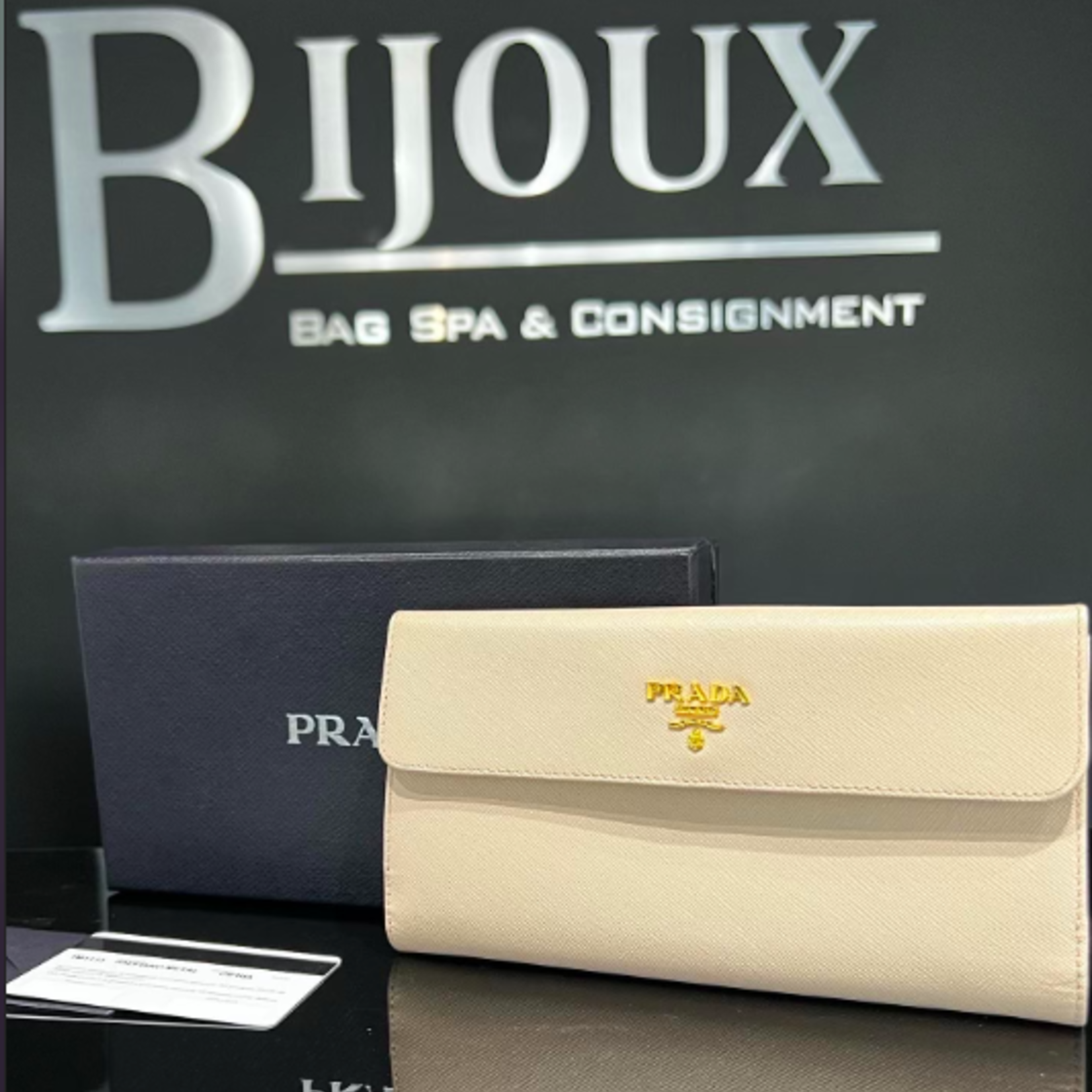 Prada SOLD - Prada Cipria Saffiano Leather Wallet