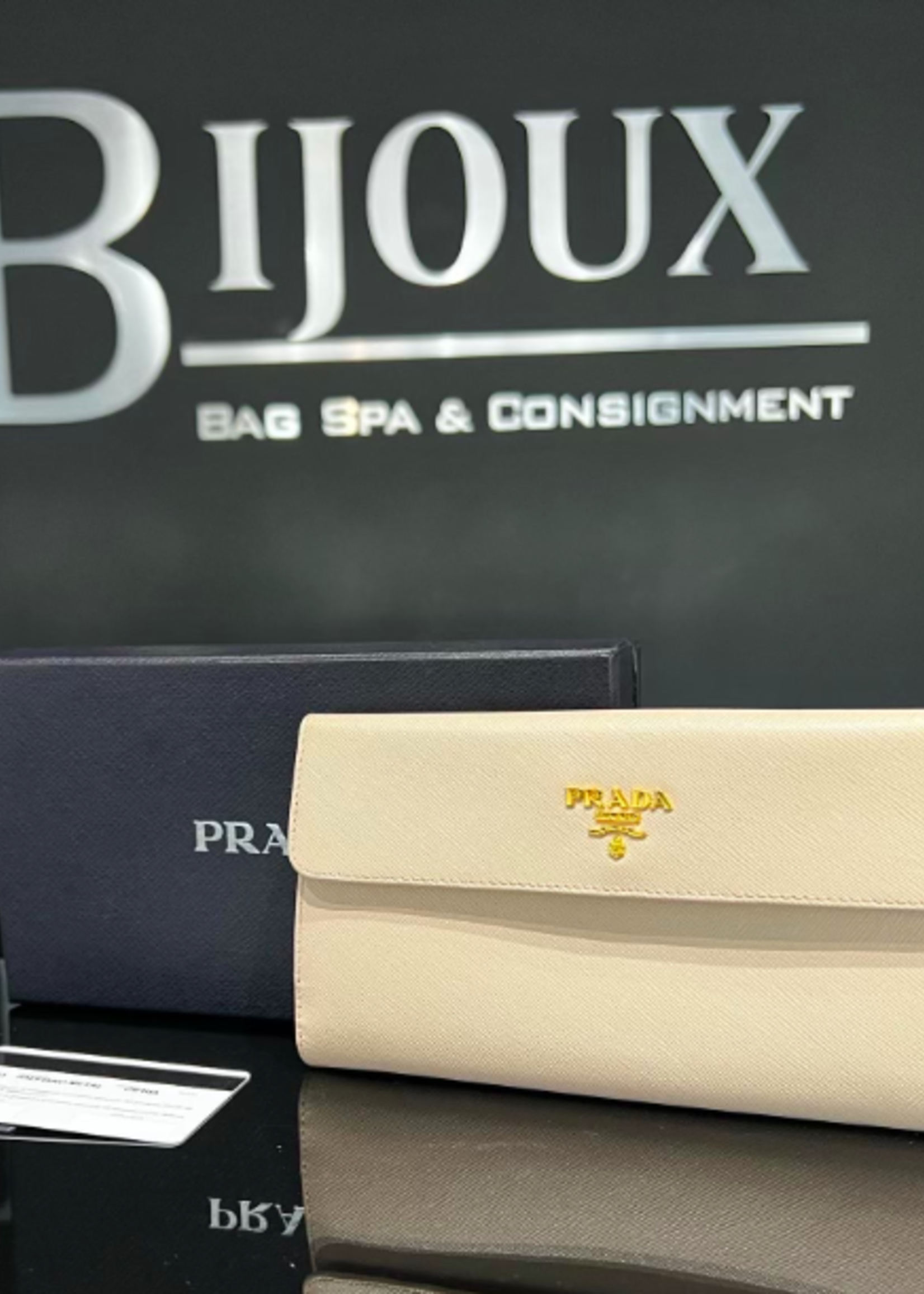 Prada SOLD - Prada Cipria Saffiano Leather Wallet