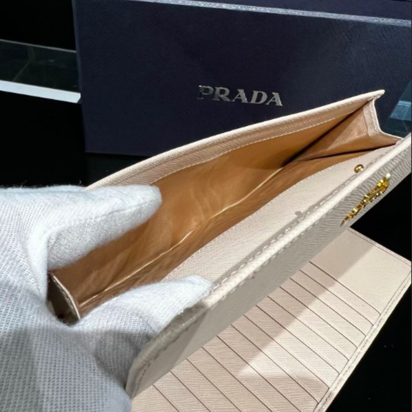 Prada SOLD - Prada Cipria Saffiano Leather Wallet