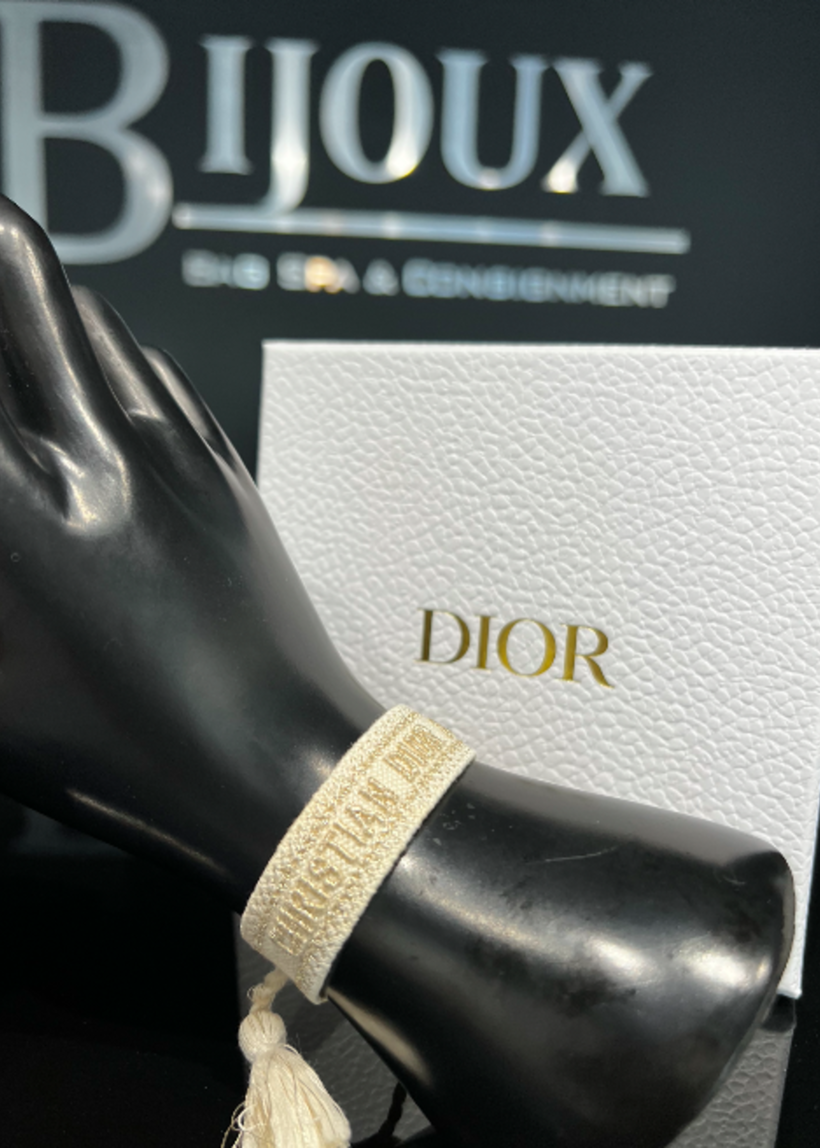 Christian Dior Christian Dior Cotton Woven Bracelet- Gold