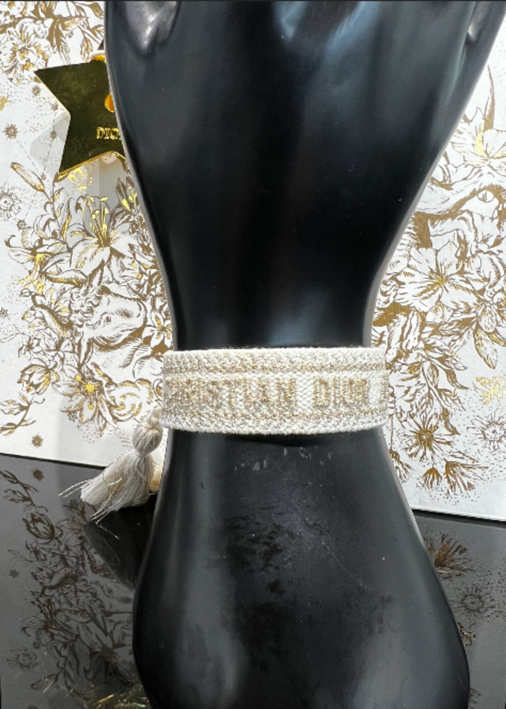 Christian Dior Christian Dior Cotton Woven Bracelet- Gold