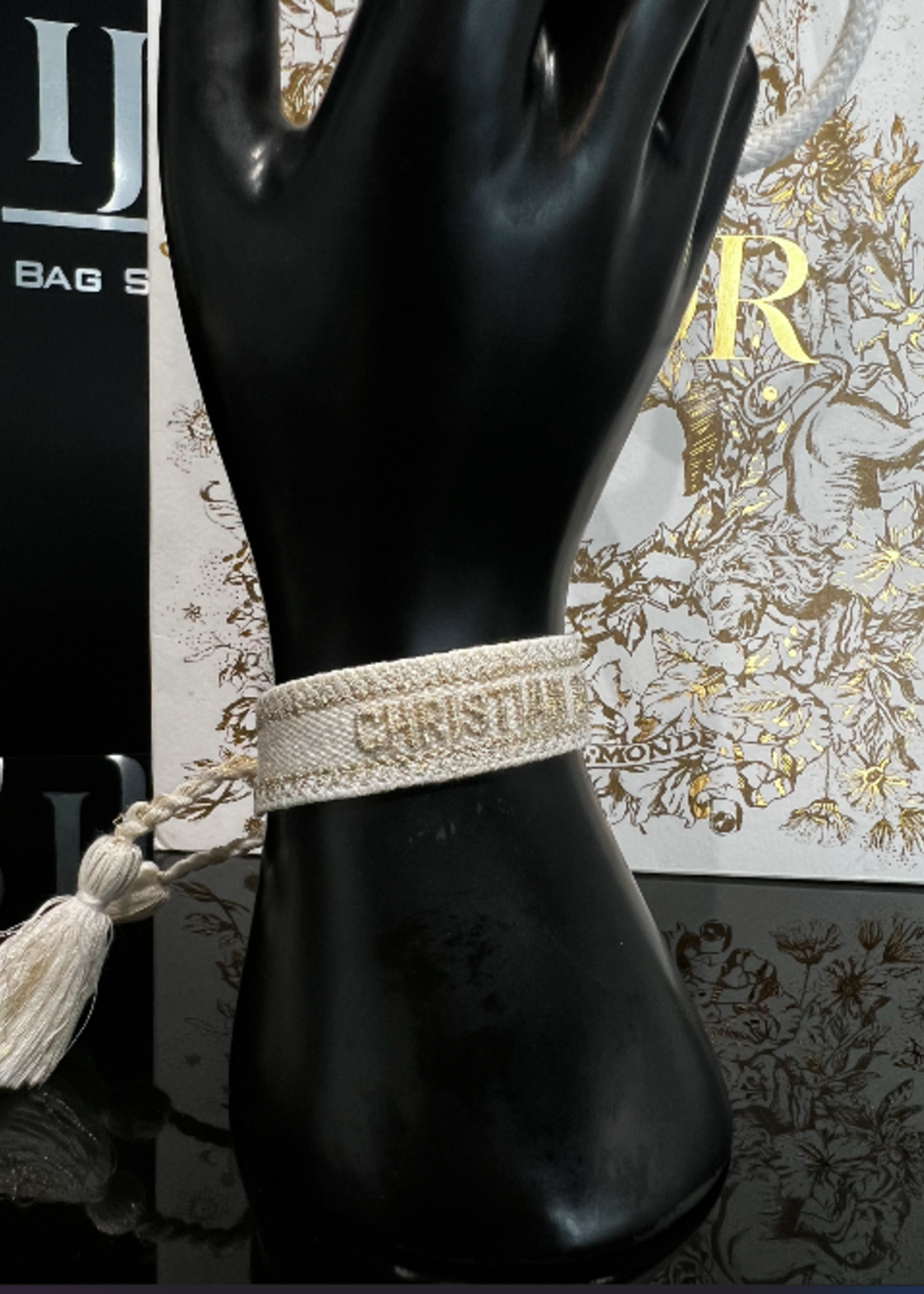 Christian Dior Christian Dior Cotton Woven Bracelet- Gold