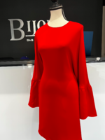 Valentino Valentino Red Trumpet Sleeve Wool/Silk Dress- US 12