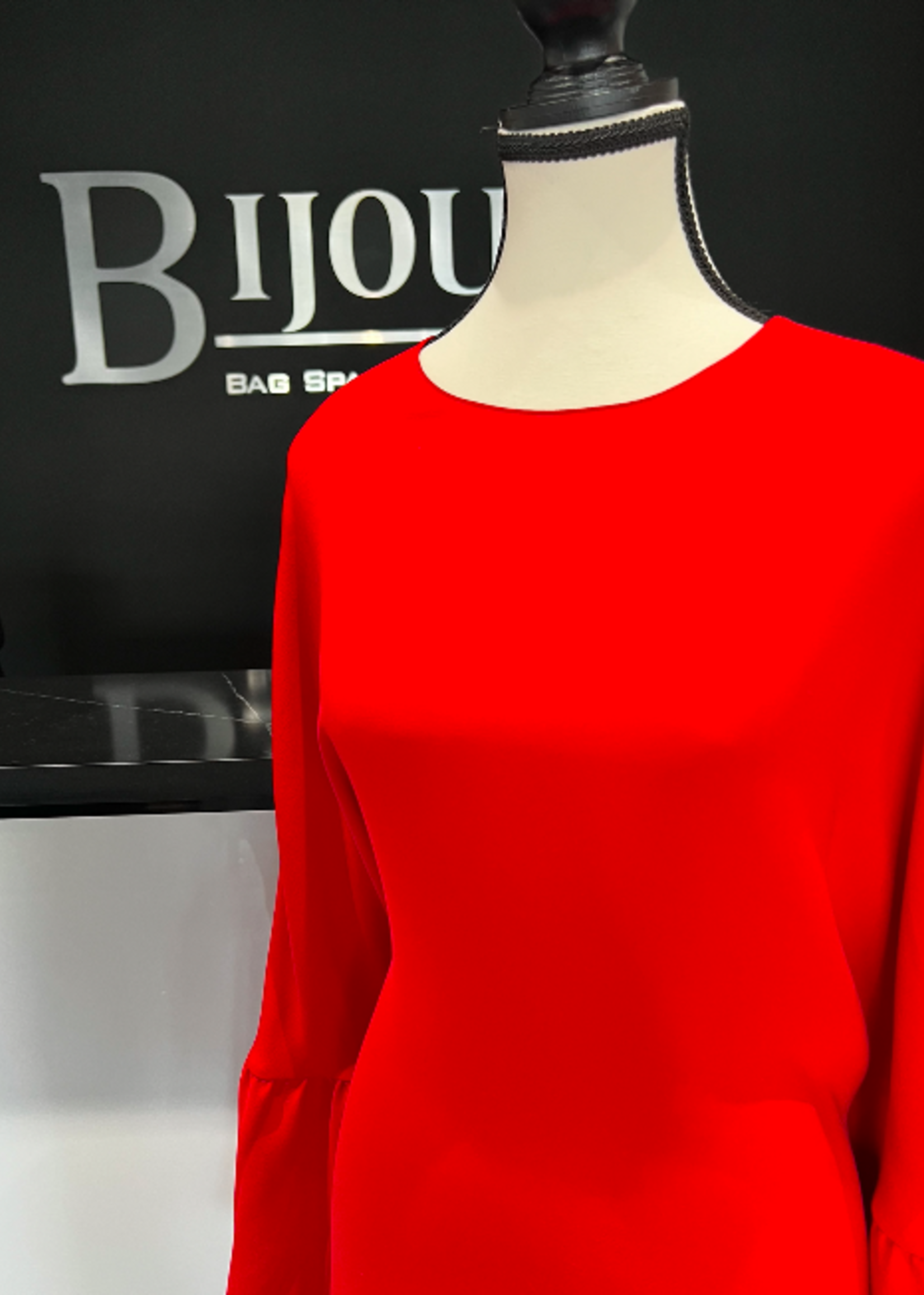 Valentino Valentino Red Trumpet Sleeve Wool/Silk Dress- US 12