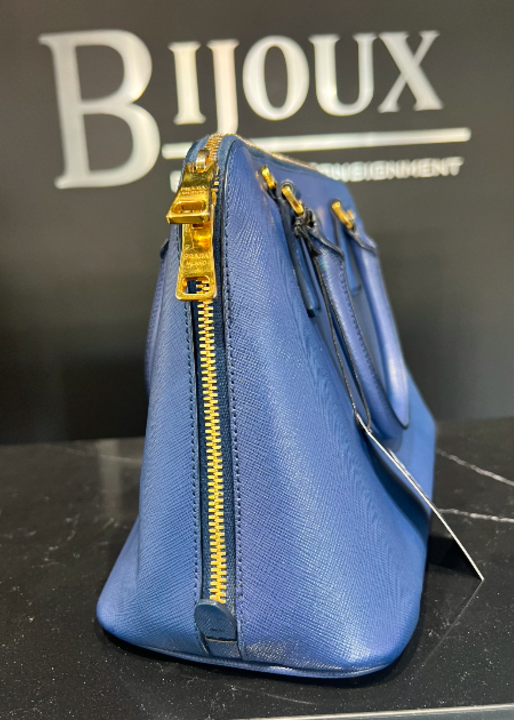 Prada SOLD - Prada Saffiano Tote Dark Blue