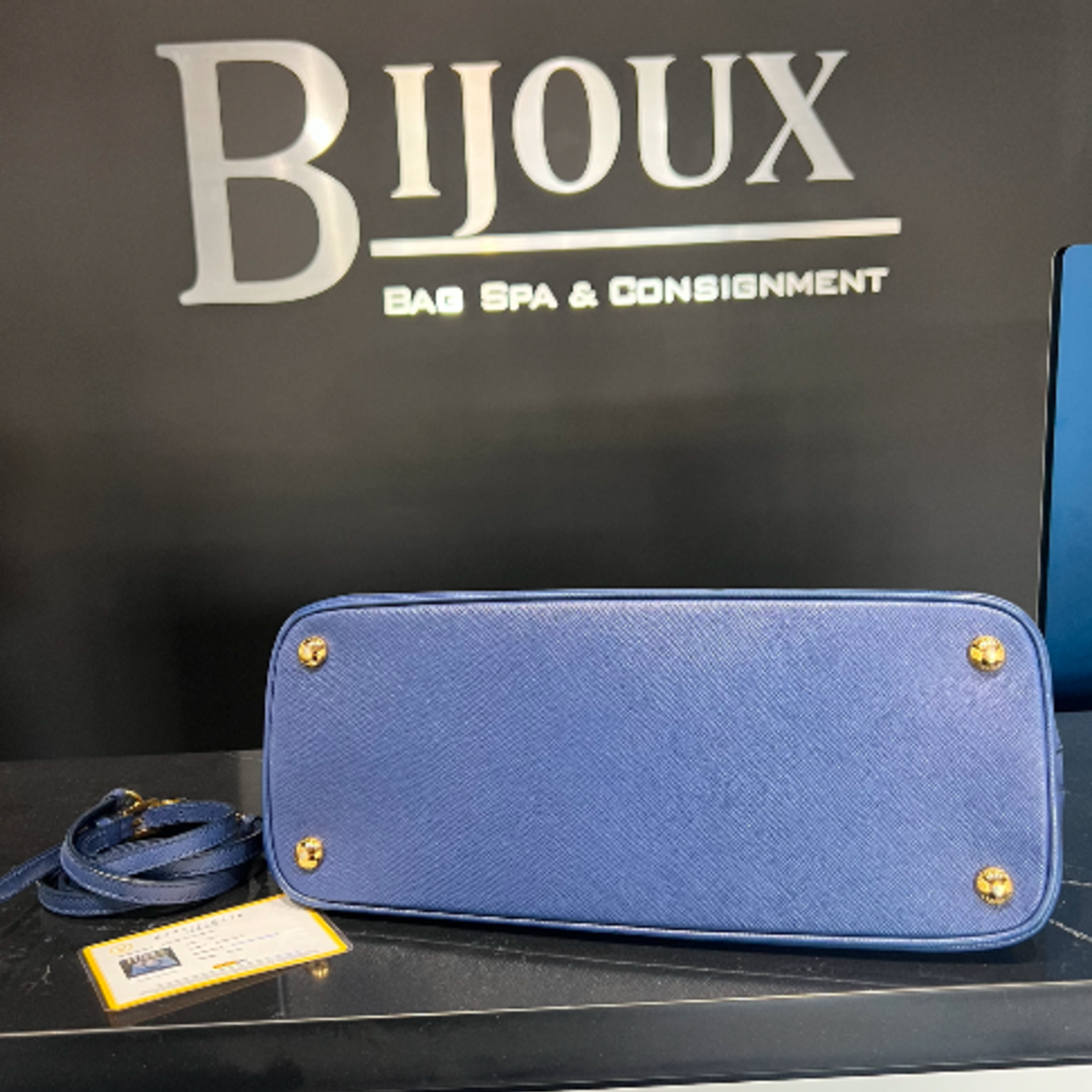 Prada SOLD - Prada Saffiano Tote Dark Blue