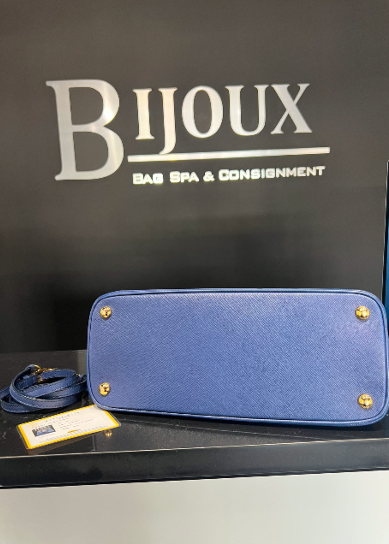 Prada SOLD - Prada Saffiano Tote Dark Blue