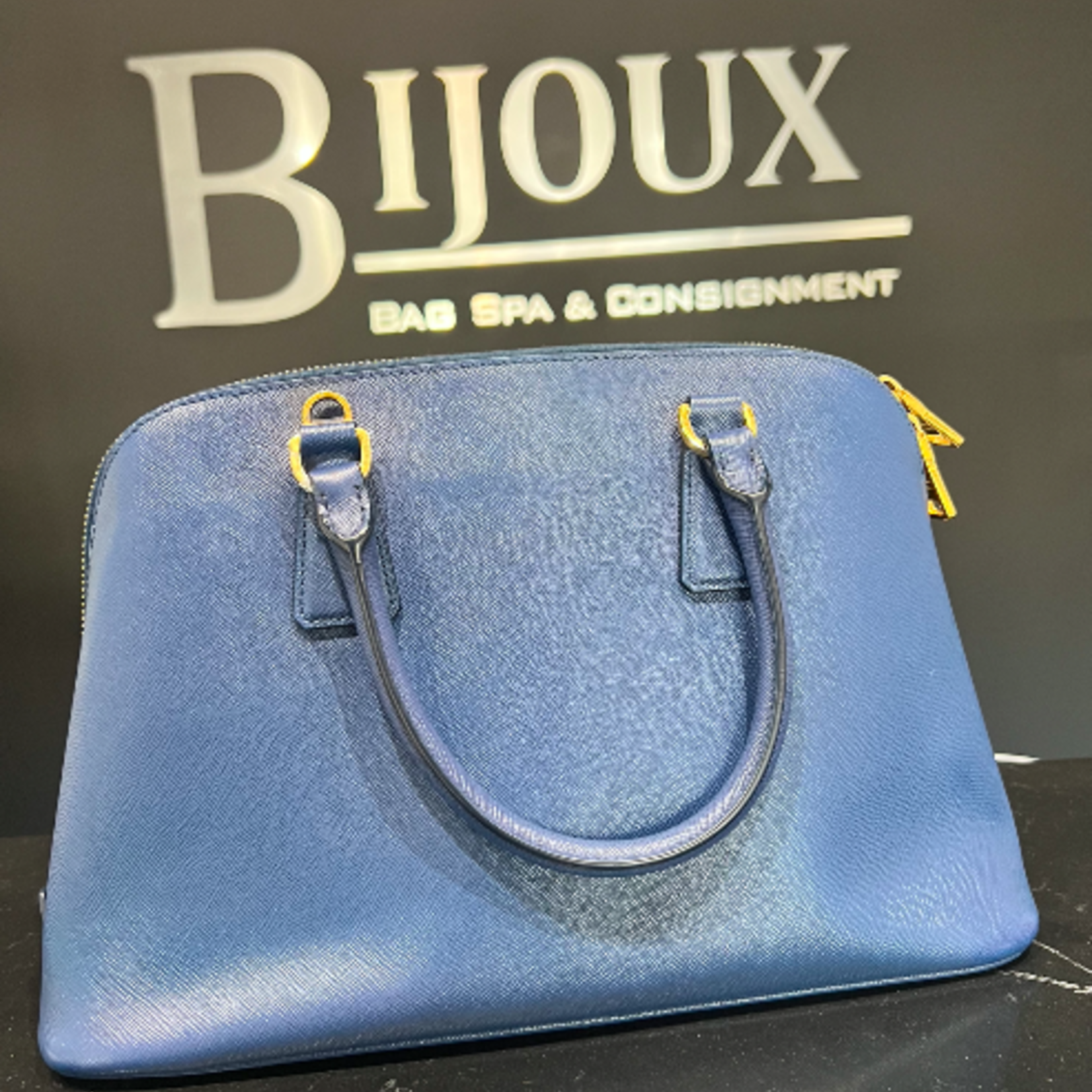 Prada SOLD - Prada Saffiano Tote Dark Blue
