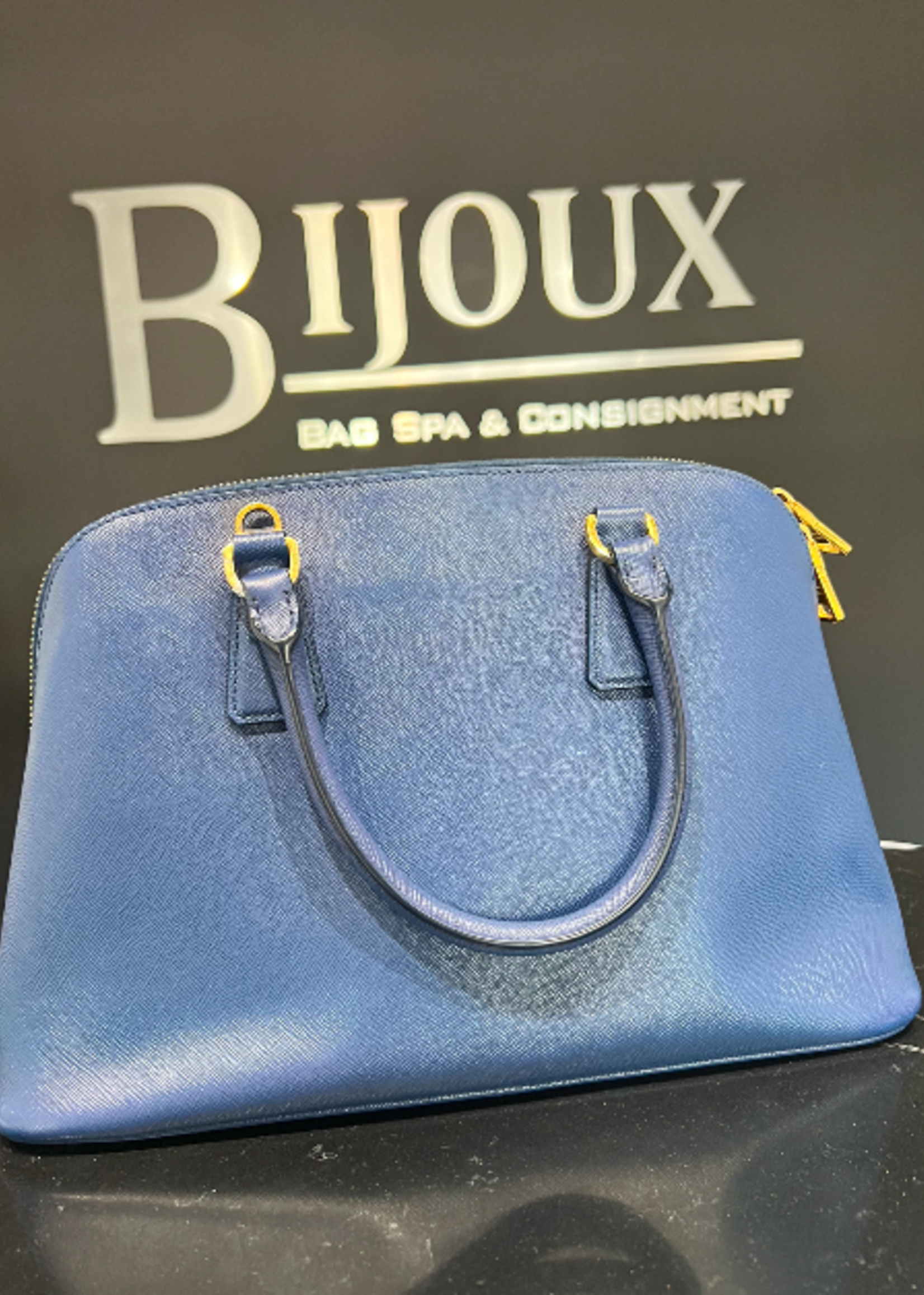 Prada SOLD - Prada Saffiano Tote Dark Blue