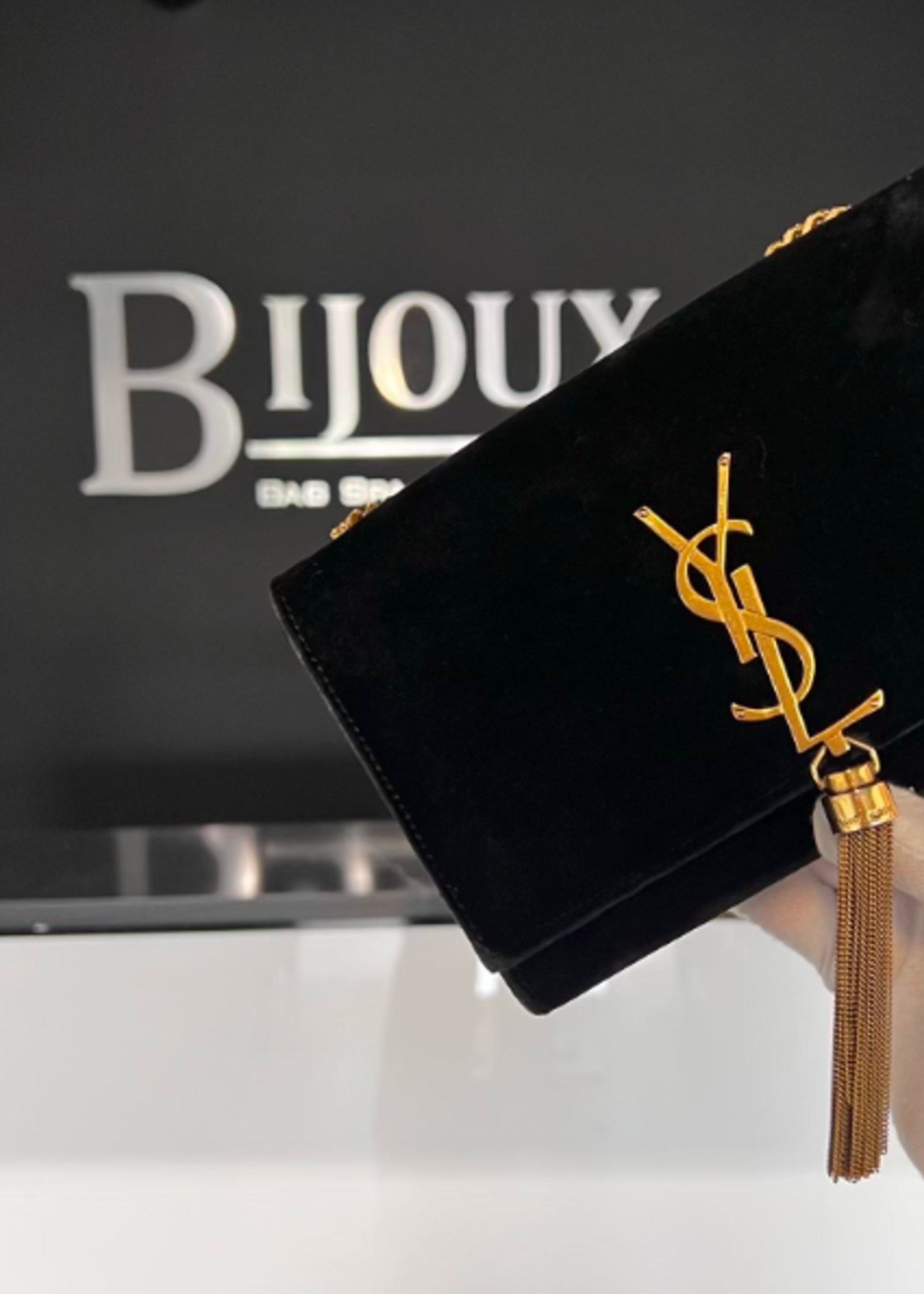 Saint Laurent SOLD - Saint Laurent Suede Tassel Black Kate Bag