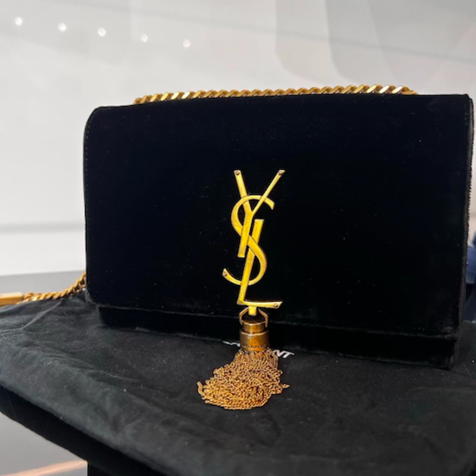 Saint Laurent SOLD - Saint Laurent Suede Tassel Black Kate Bag