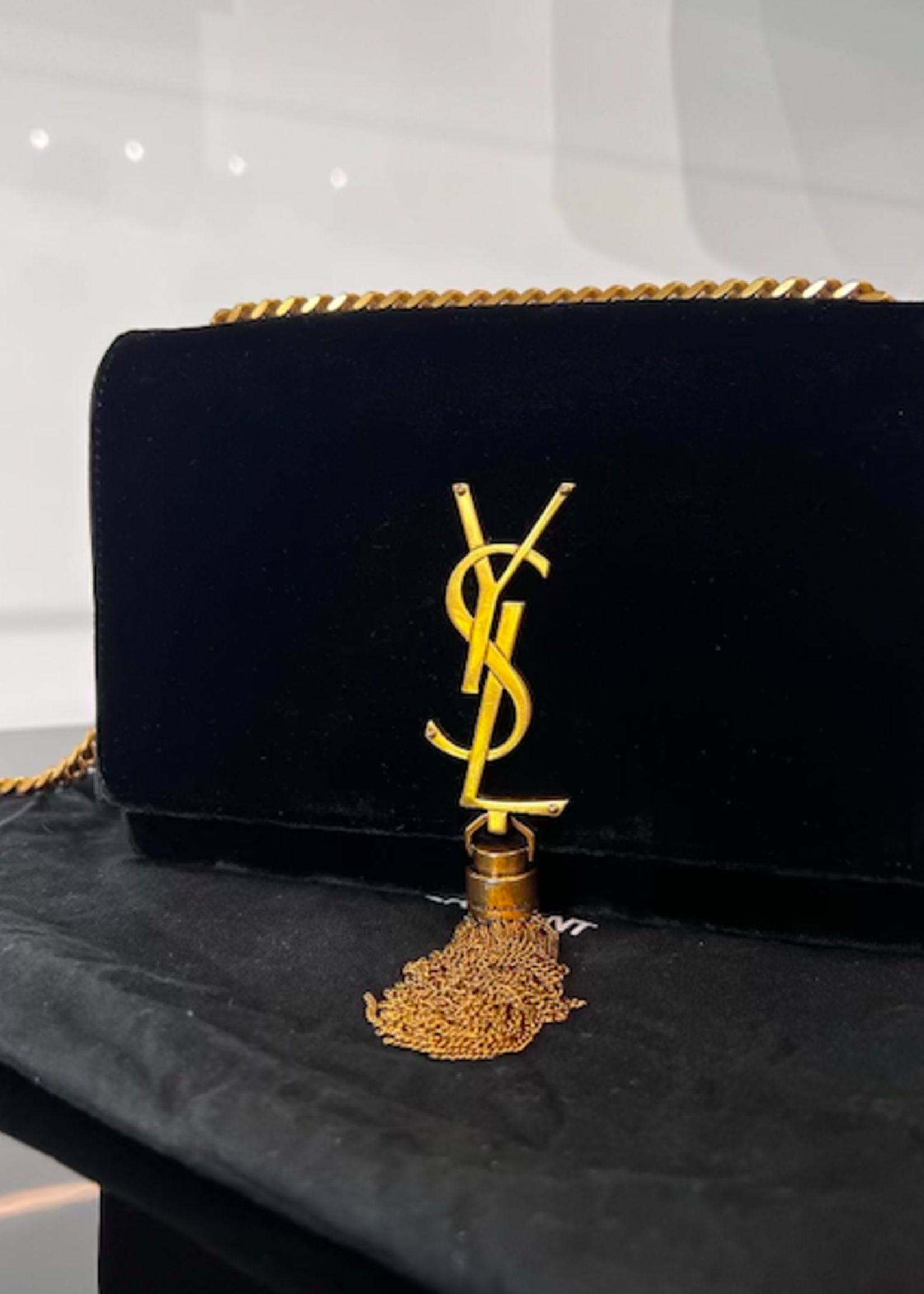 Saint Laurent SOLD - Saint Laurent Suede Tassel Black Kate Bag