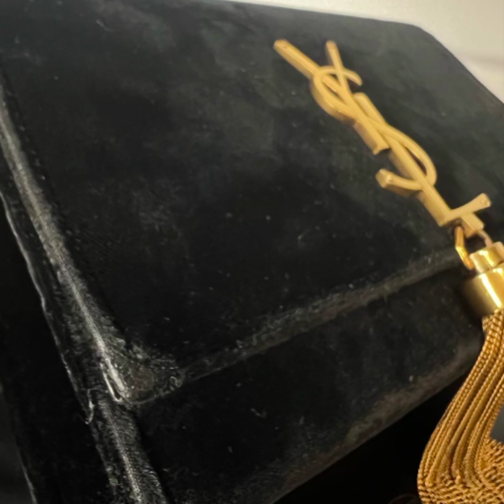 Saint Laurent SOLD - Saint Laurent Suede Tassel Black Kate Bag