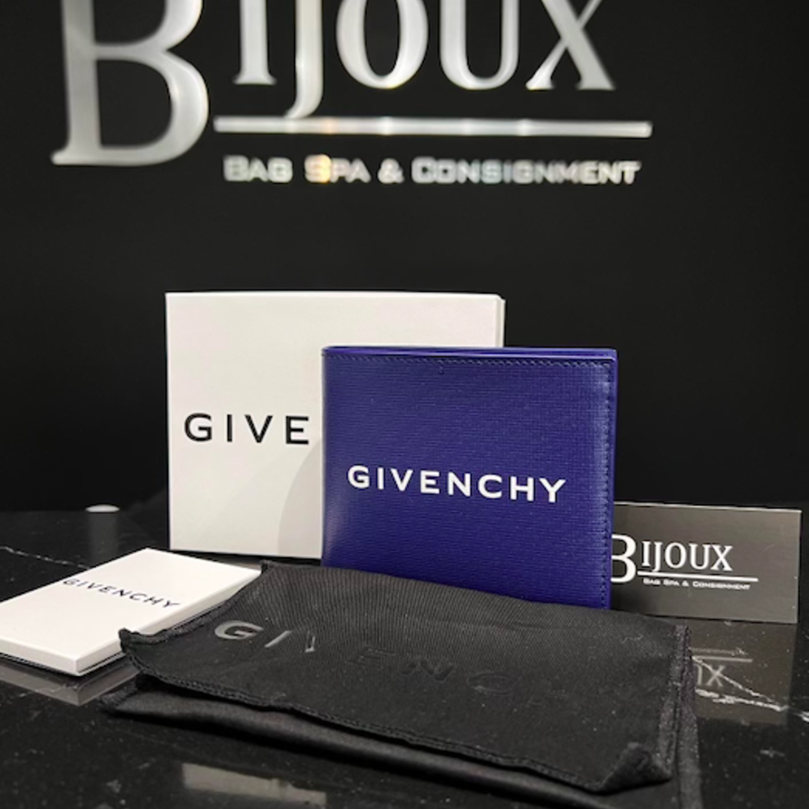 Givenchy SOLD - Givenchy Blue Bifold Wallet