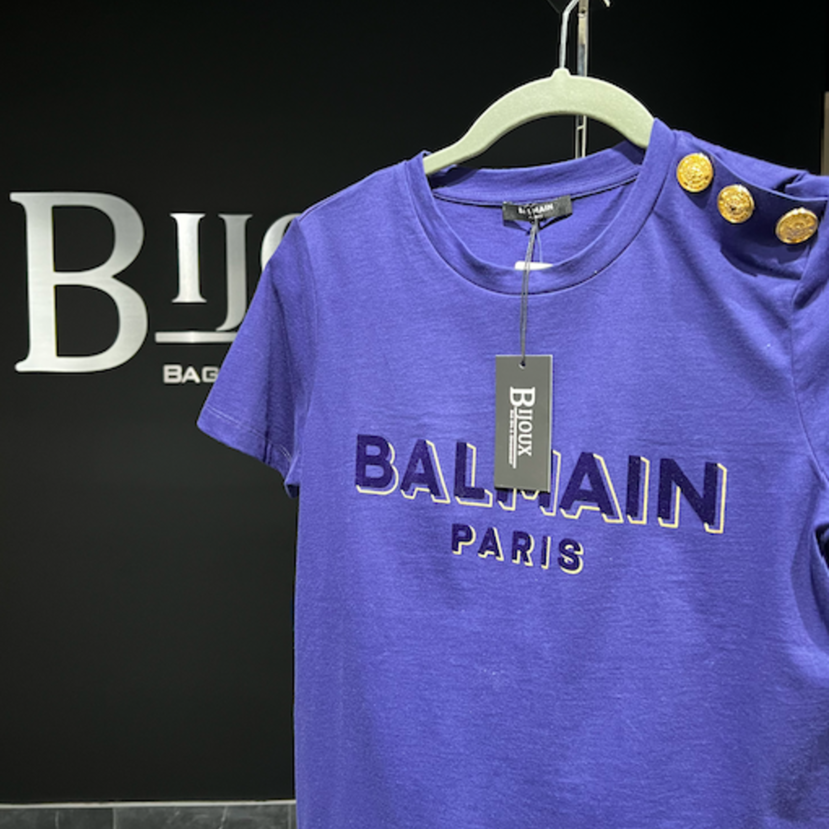 SOLD - Balmain Logo T-Shirt With Buttons