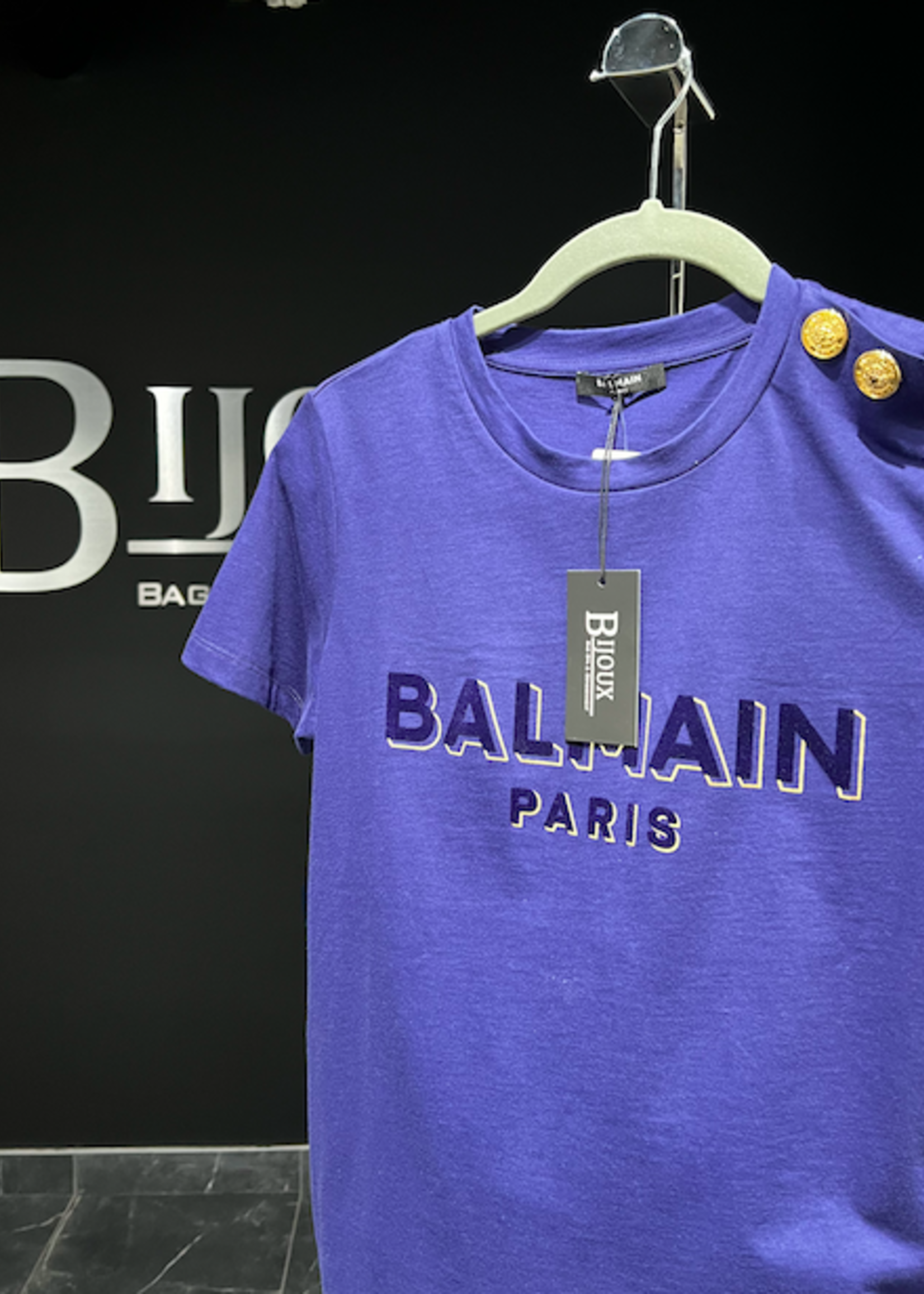 SOLD - Balmain Logo T-Shirt With Buttons