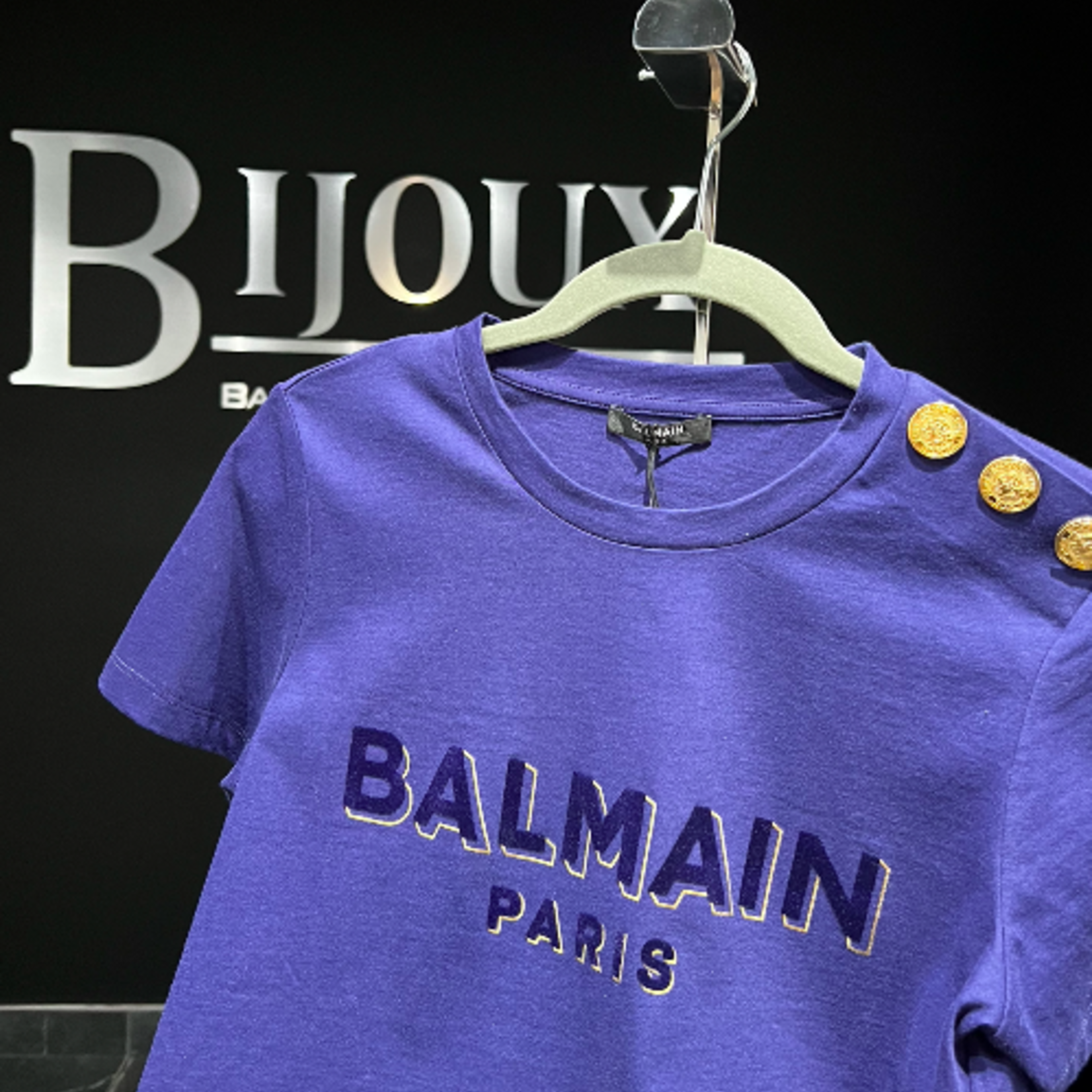 SOLD - Balmain Logo T-Shirt With Buttons