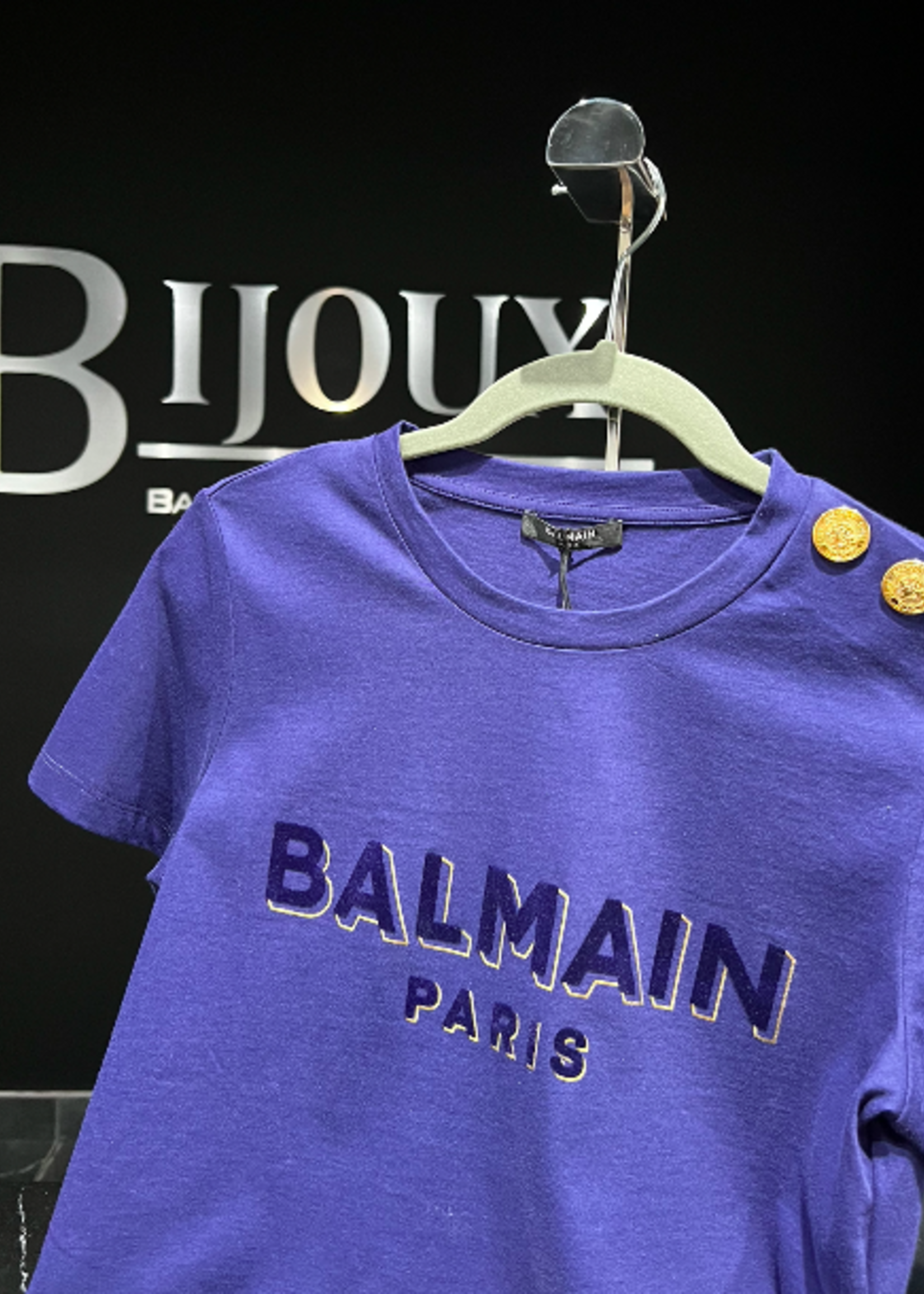 SOLD - Balmain Logo T-Shirt With Buttons