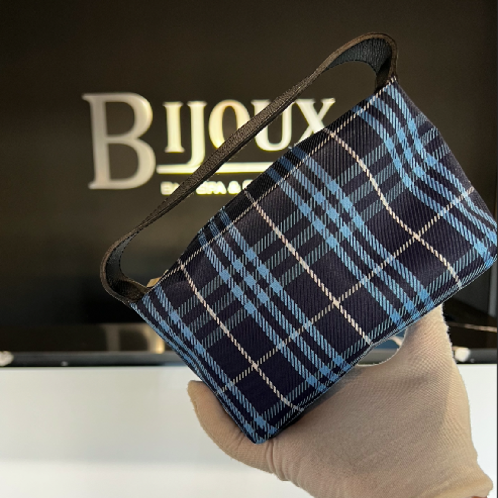 Burberry SOLD - Burberry Small Clutch Blue Plaid