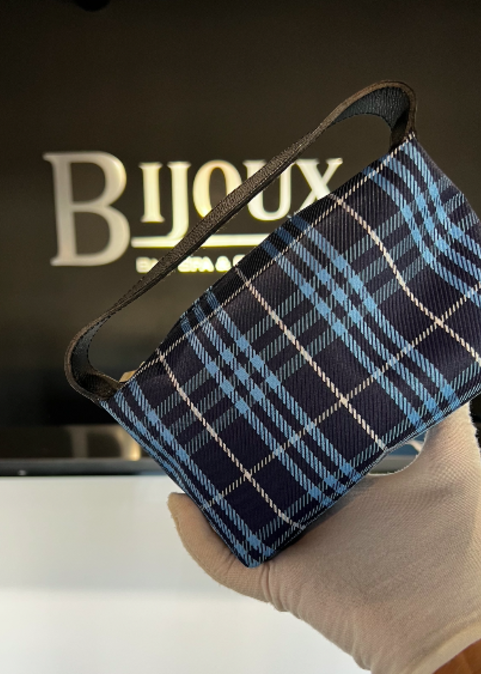 Burberry SOLD - Burberry Small Clutch Blue Plaid